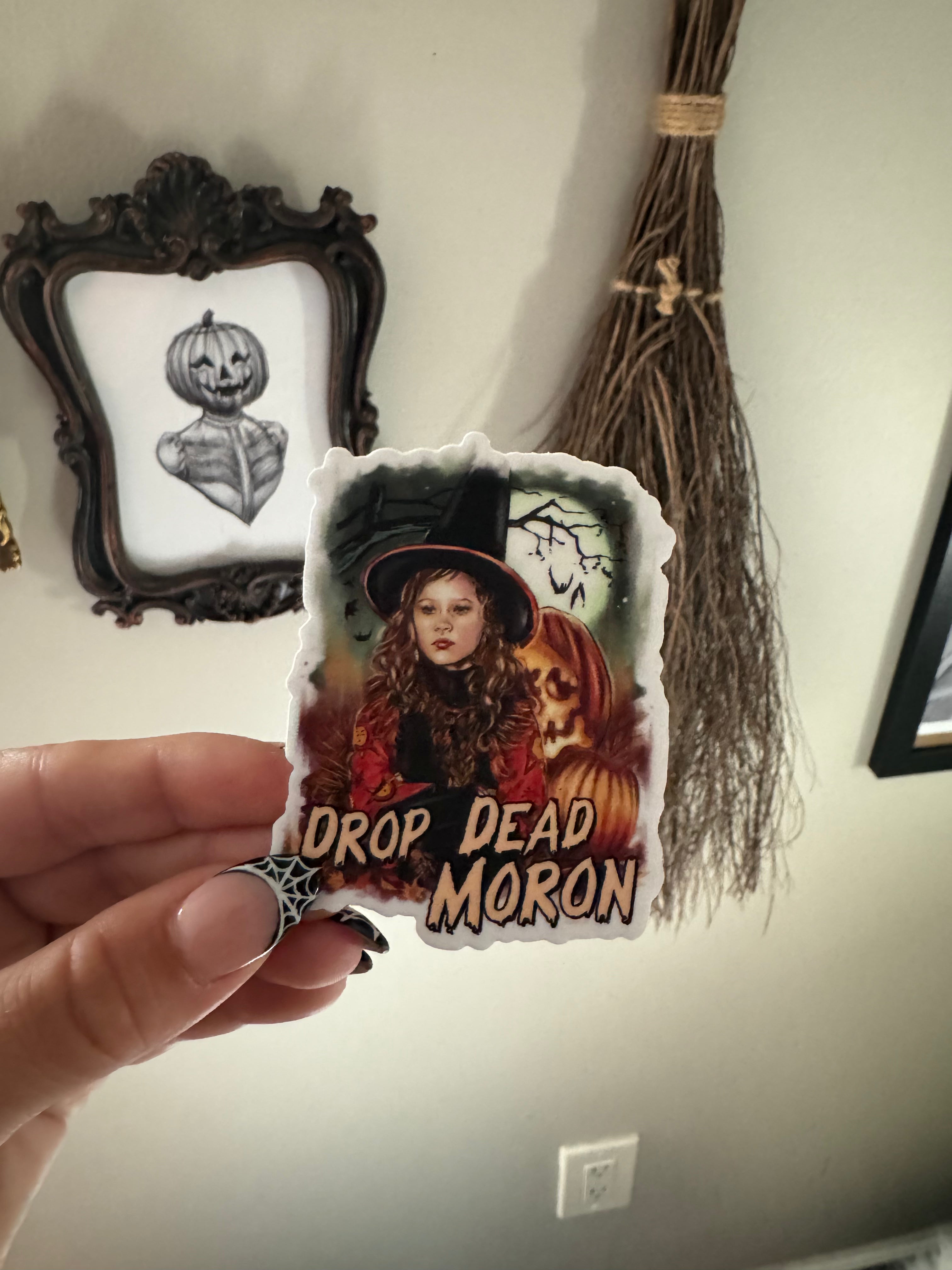 Drop Dead Moron Sticker - Funny Insult Decal for Laptops, Cars & Water Bottles - Perfect for Prank Gifts and Office Humor