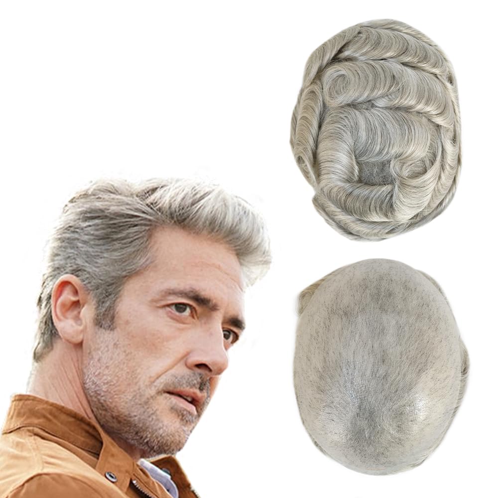 Premium Men's Hair Replacement System - Ultra Thin Skin V-Looped Human Hair Toupee #580 - Natural Brown Hairpiece for Thinning Hair & Baldness - Perfect for Daily Wear, Special Occasions & Confidence Boost