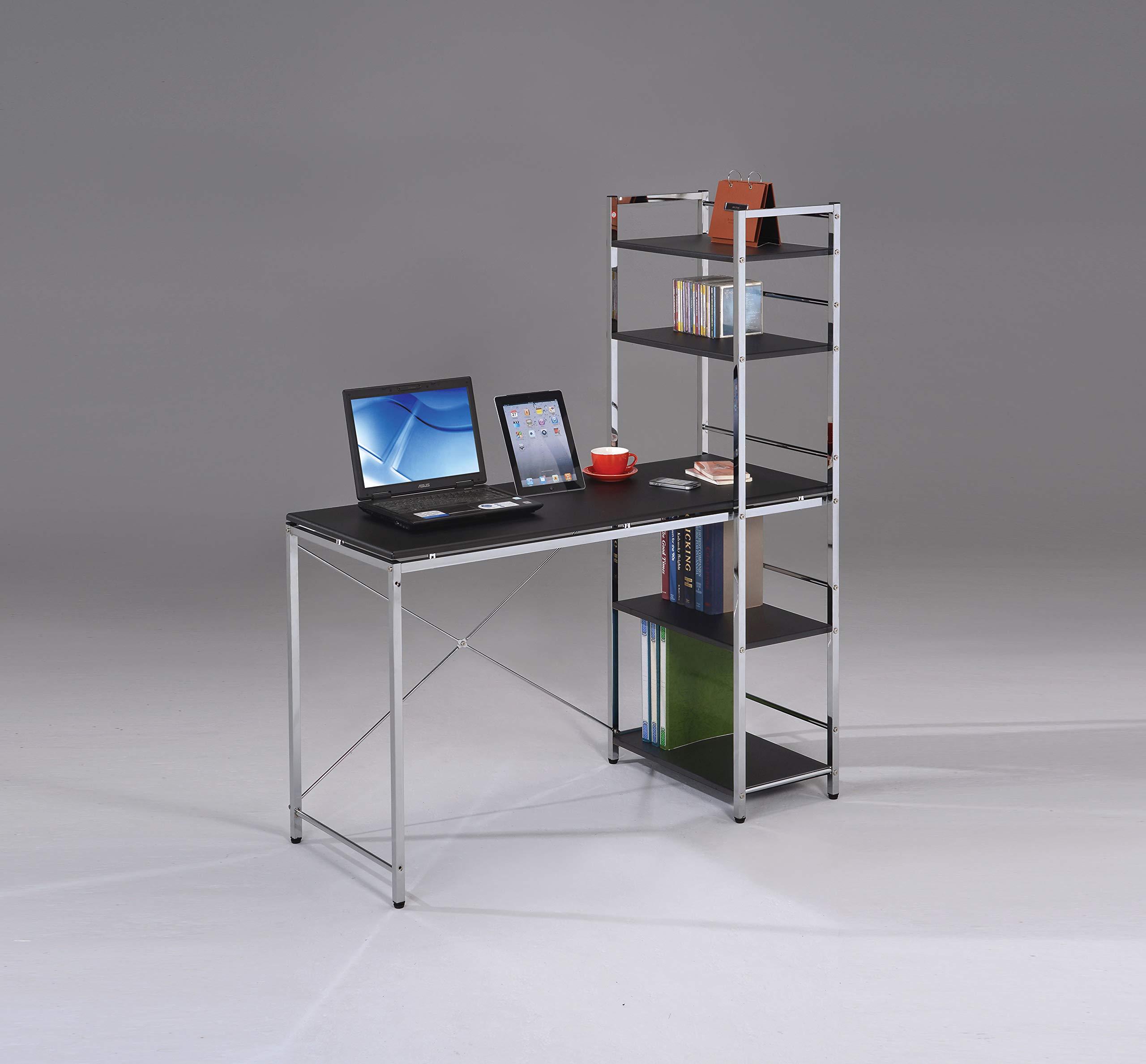 Benzara Modern Office Desk in Black and Silver - Sleek Design for Home & Professional Workspaces