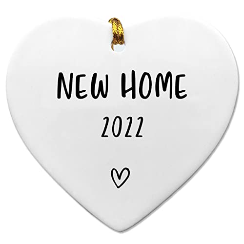 2022 New Home Gift Set - 3 Inch Flat Heart Ceramic Keepsake with Gift Box | Housewarming Present, First Home Ornament, Moving House Decor | Perfect for New Homeowners, House Parties & Warm Welcome Gifts