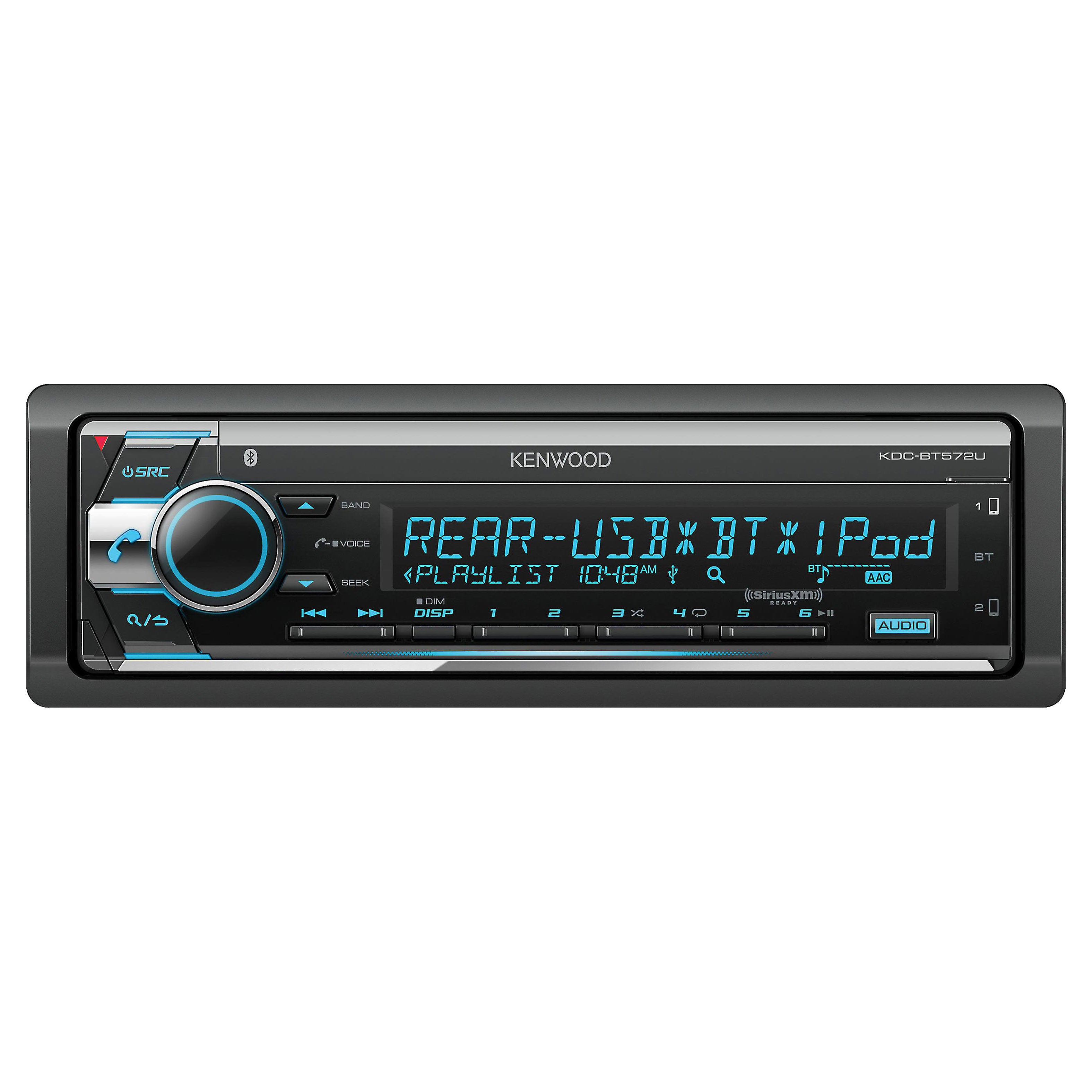 Kenwood KDC-BT572U Bluetooth Car Stereo - Single DIN In-Dash Receiver with USB, AUX, and Hands-Free Calling - Perfect for Cars, Trucks, and SUVs