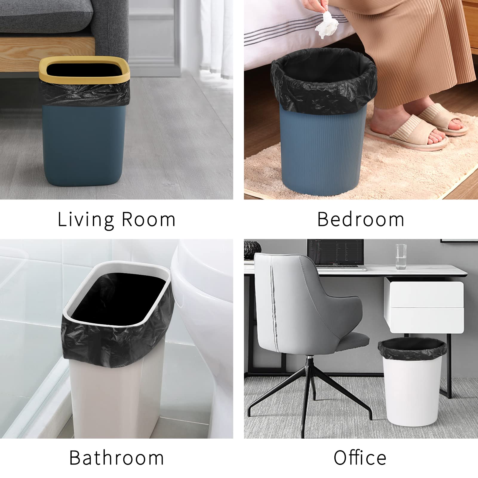 Toplive 4 Gallon Trash Bags - Heavy Duty 1.2Mil Garbage Bags for Kitchen, Bathroom, Bedroom & Office Waste Bins | Perfect for Home, Office & Commercial Use (Black, 30 Count)
