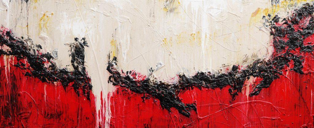 Red Ninja 240cm x 100cm Abstract Canvas Painting - Modern Red & White Wall Art for Living Room, Bedroom & Office Decor