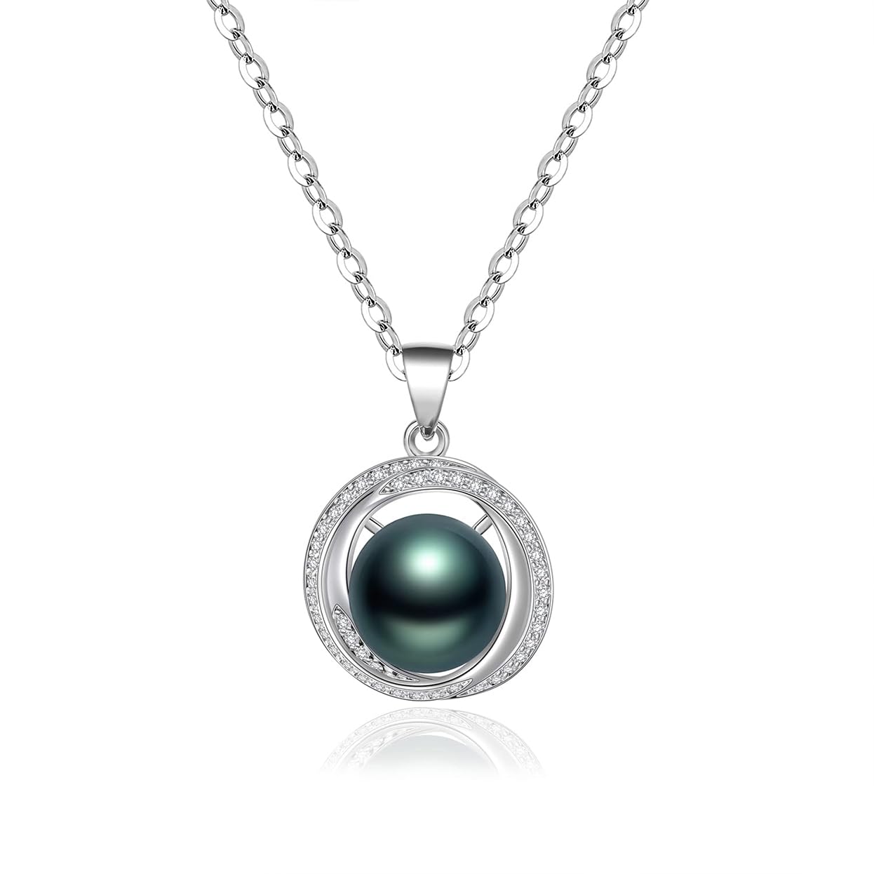 Tahitian Black Pearl Necklace for Women - 18K Gold Plated Sterling Silver Pearl Pendant - Elegant Gift for Wife, Mom, Girlfriend - Perfect for Wedding, Birthday, Anniversary, Mother's Day, Valentine's Day & Christmas - Jewelry Gift for Her