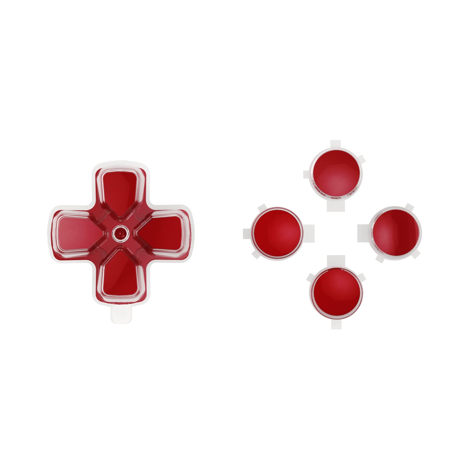 eXtremeRate Dual-Color Action Buttons & D-Pad Replacement Kit for PS5 Controller - Carmine Red & Transparent - DIY Customization for Enhanced Gaming Experience
