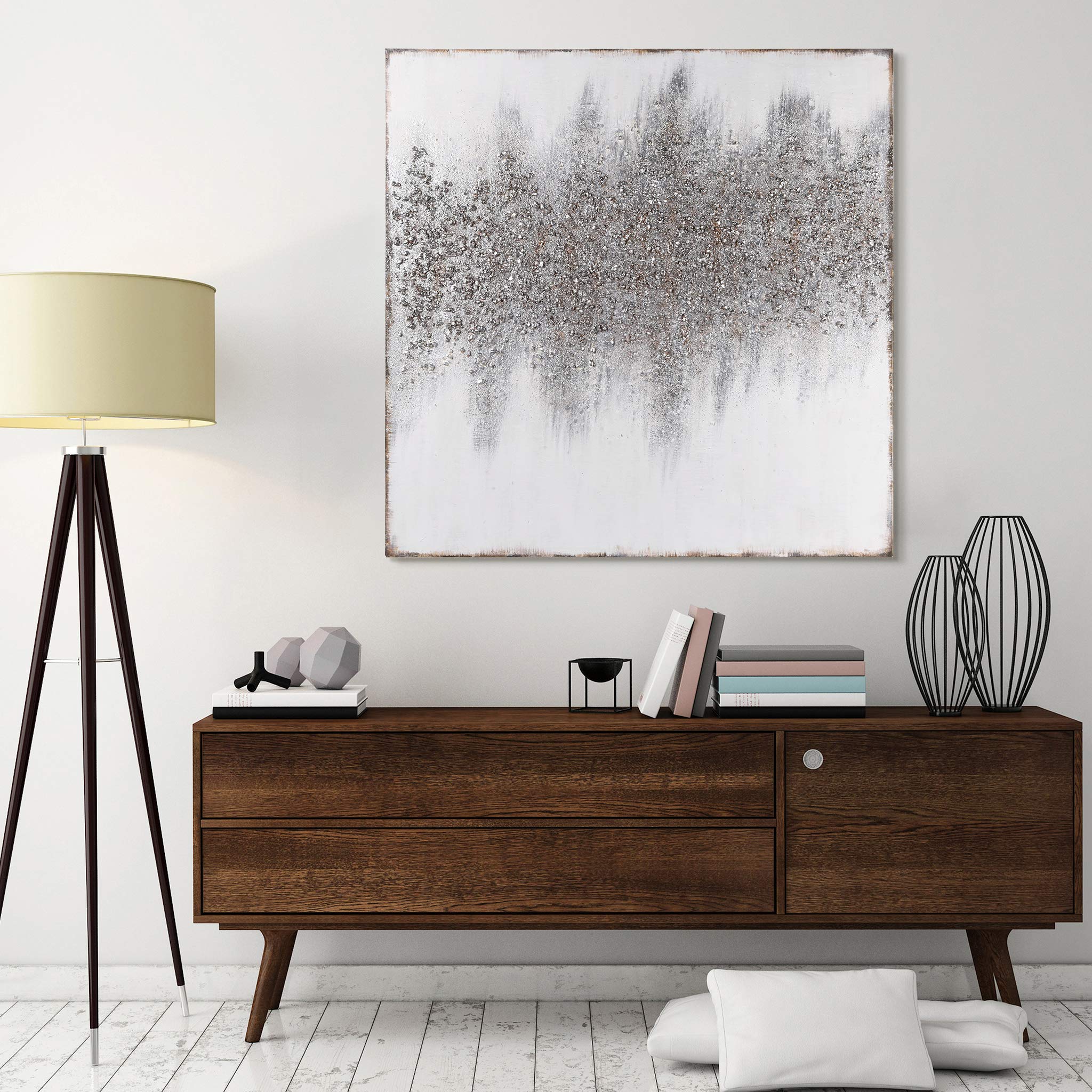 Martin Edwards Hand Painted Abstract Wall Art Canvas - Golden Dust Textured Painting 48x48 Inches Unframed - Modern Home Decor for Living Room, Bedroom & Office