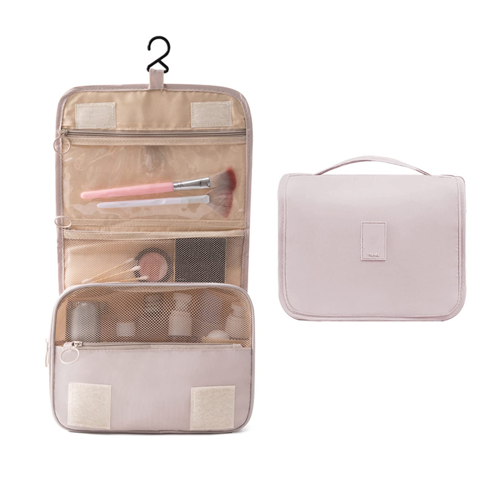 Waterproof Travel Makeup Organizer Bag for Women with Hanging Hook - Portable Cosmetic Storage Pouch for Bathroom, Shower & Shaving Essentials | Perfect for Home, Gym & Vacation Use