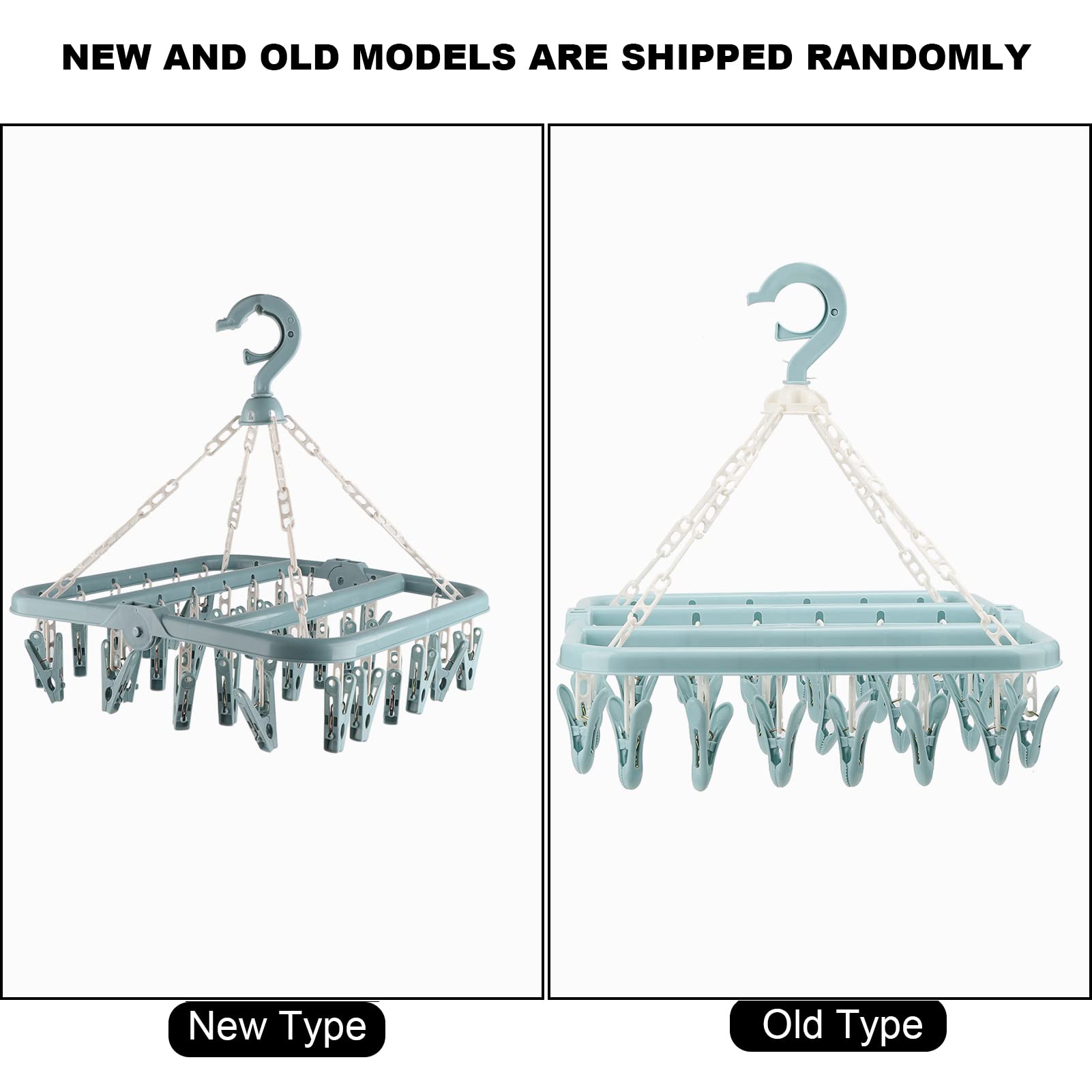 Foldable Plastic Clothes Drying Rack with Clips - Space Saving Laundry Hanger for Socks, Underwear, Bras, Lingerie & Towels - Perfect for Small Apartments, Dorms & Travel Use