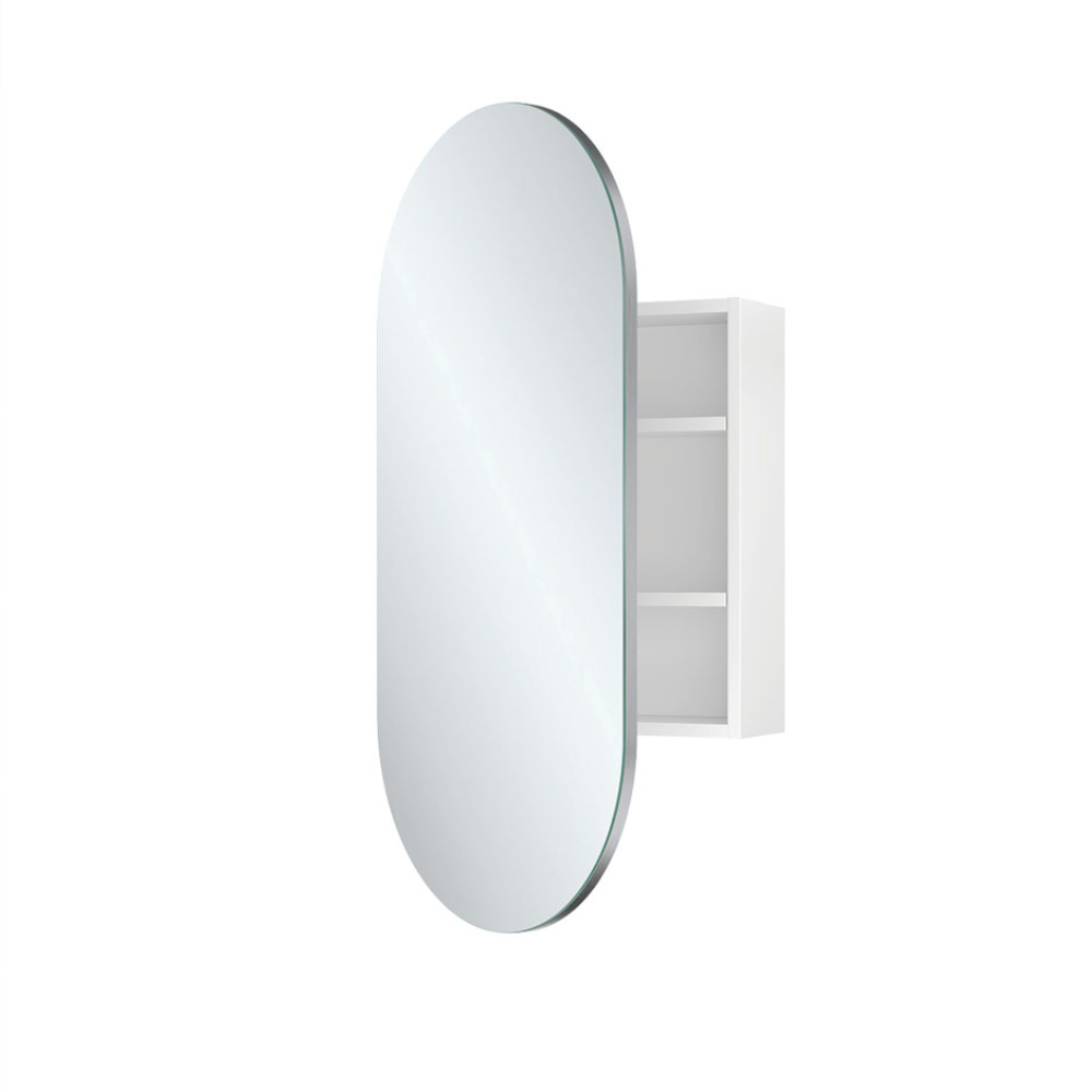 Fienza PSH450PILL 450mm x 900mm Modern Bathroom Mirror Cabinet with LED Lighting - Perfect for Small Spaces, Vanity Storage & Contemporary Home Decor