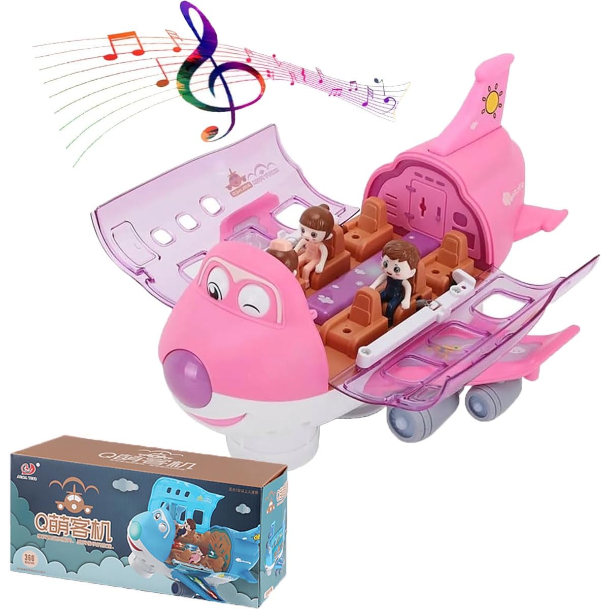 360° Rotatable Electric Airplane Toy for Kids - LED Light & Sound Stunt Plane, Remote Control Flying Aircraft with Realistic Simulation (Pink) | Indoor & Outdoor Play, Birthday Gifts for Boys & Girls