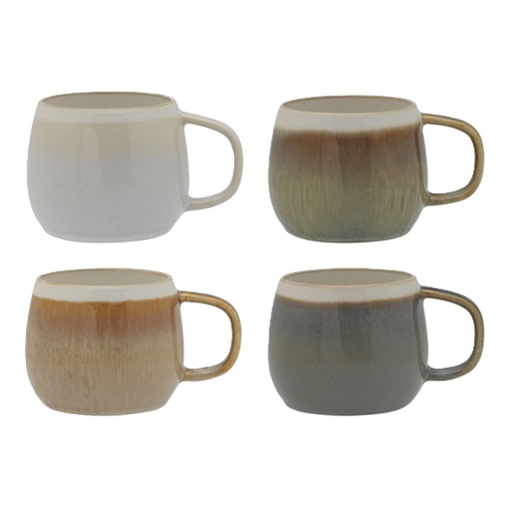 Eco-Friendly Striped Coffee Mugs Set of 4 - 12oz (360ml) Ceramic Cups for Home, Office & Gifts - Perfect for Hot/Cold Beverages, Tea, Coffee & Decor