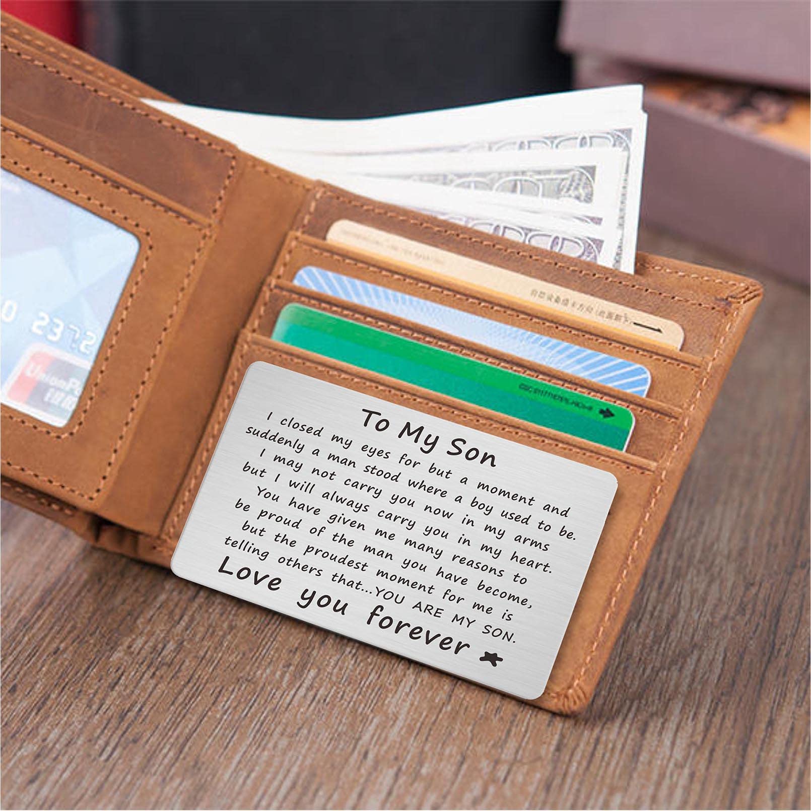 Personalized Inspirational Wallet Card for Son - Birthday, Graduation, Fathers Day Gift from Dad | Perfect for Daily Encouragement & Special Occasions