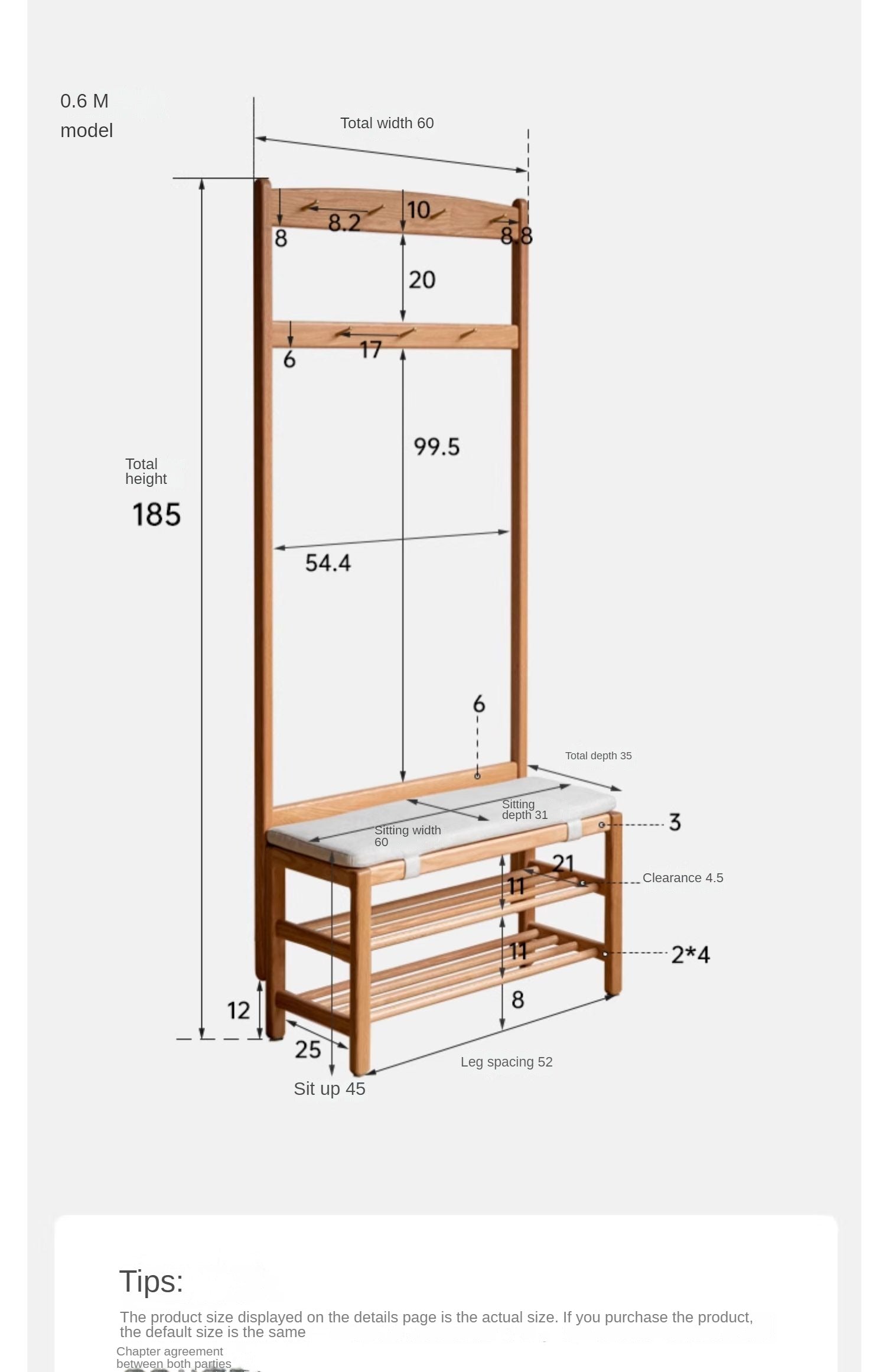Solid Oak Wood Shoe Bench with Hooks - Entryway Organizer & Shoe Storage Stool for Hallway, Bedroom, or Mudroom