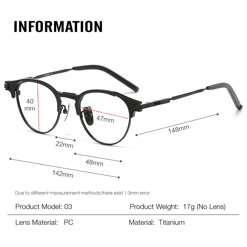 Stylish Aror Unisex Full Rim Flat Top Oval Brow Line Titanium Eyeglasses 4032 - Lightweight & Durable Frames for Work, Reading, and Everyday Fashion