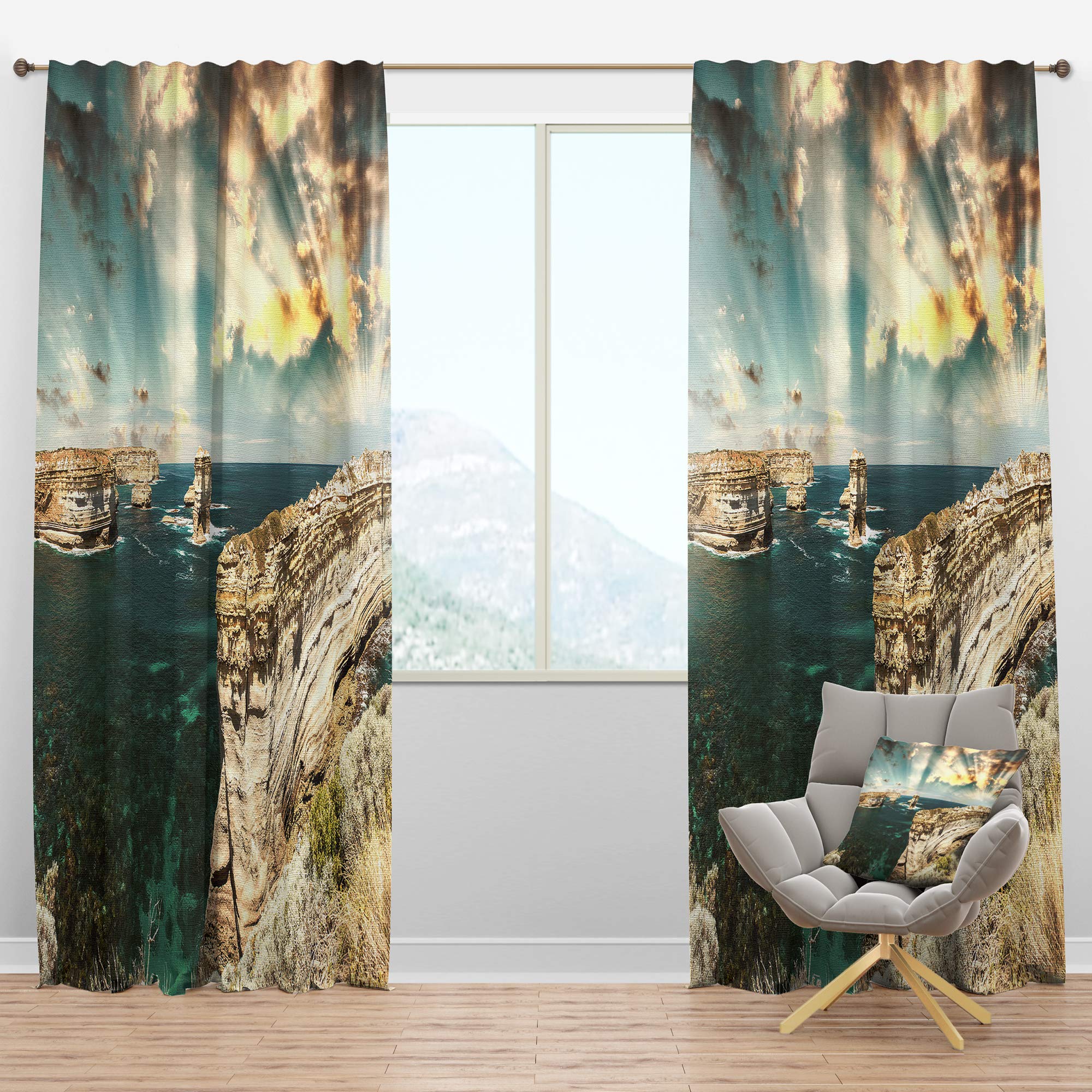 DesignQ Blackout Curtains 'Rocks at Great Ocean Road Victoria' - Thermal Insulated Single Panel (52x120 inches) for Bedroom & Living Room - Noise Reducing & Energy Saving Window Drapes - Perfect for Home Theater, Nursery & Shift Workers