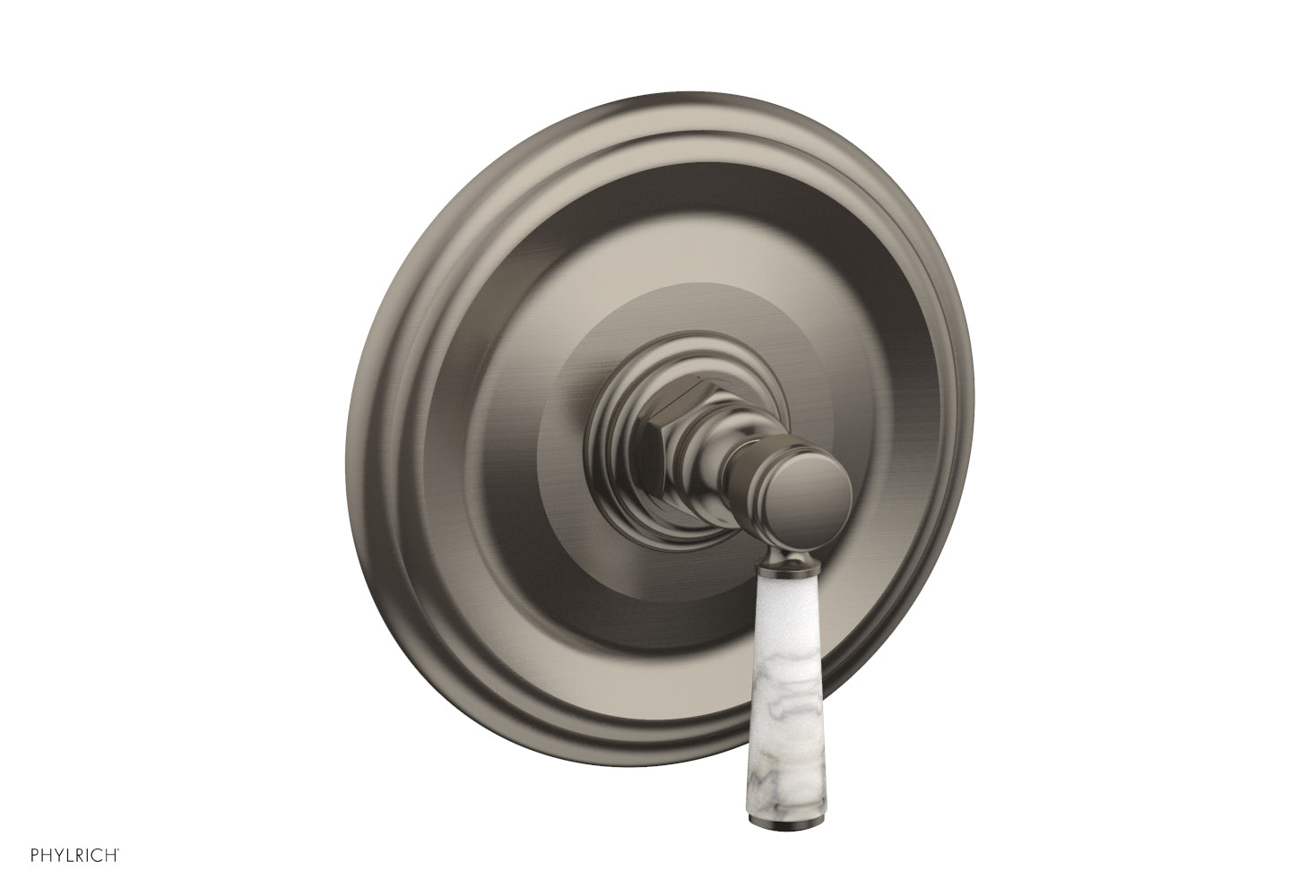 HEX TRADITIONAL Shower Trim Kit with Marble Lever Handle - 4