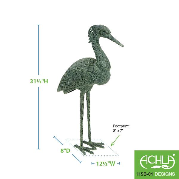 Achla Designs Blue Heron Garden Statue HSB-01 & HSB-02 - Elegant Outdoor Decor for Patio, Yard, and Pond Landscaping