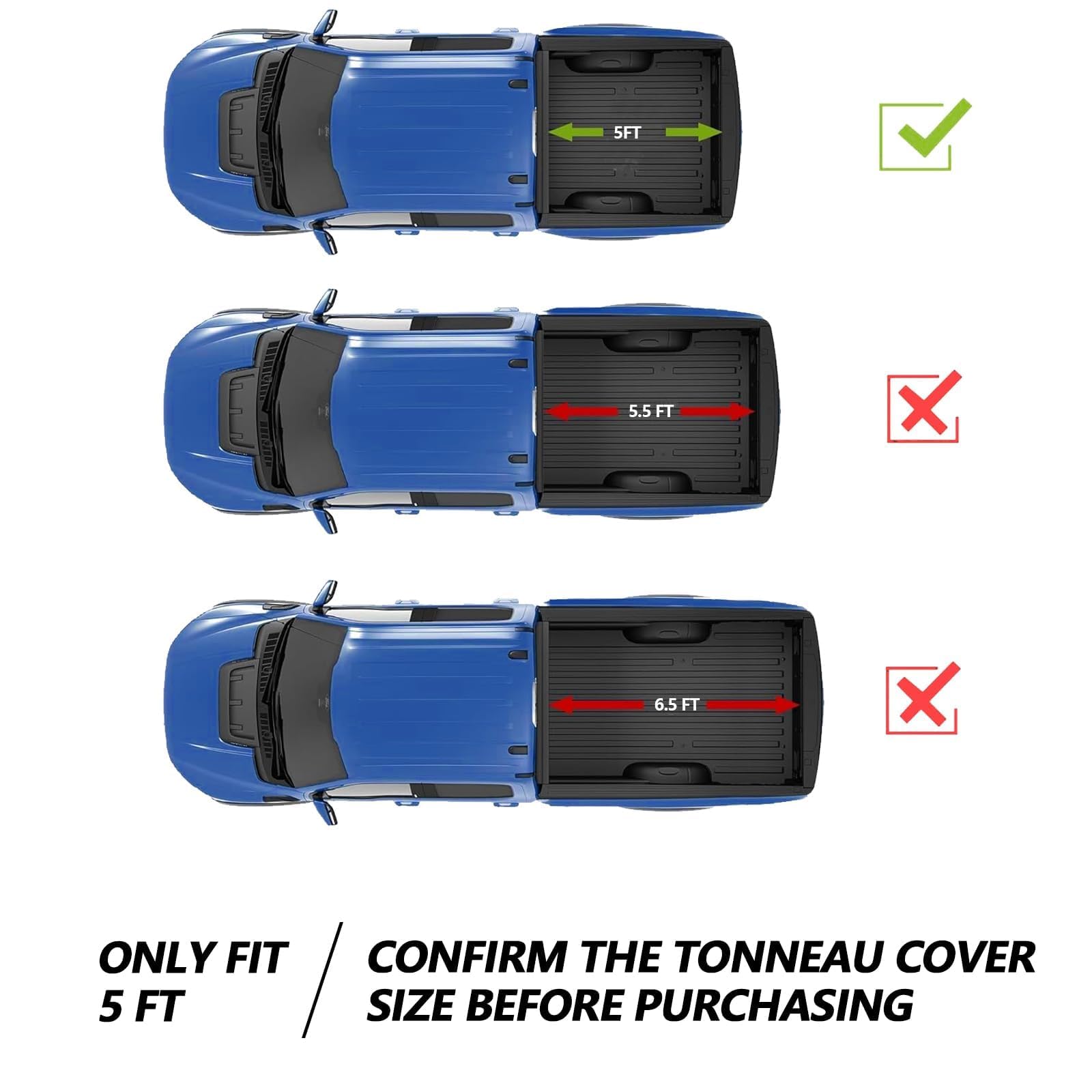 TOMOKA Vinyl Soft Tri-fold Truck Bed Tonneau Cover for 2024-2025 Toyota Tacoma (Excludes Trail Edition) | 5 Ft (60.5
