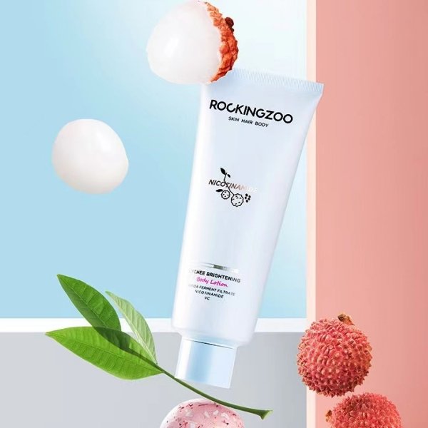 ROCKINGZOO Travel Size Lychee Scented Brightening Body Lotion - Moisturizing & Glowing Skin Care for Women, Perfect for Vacation, Gym & Daily Use