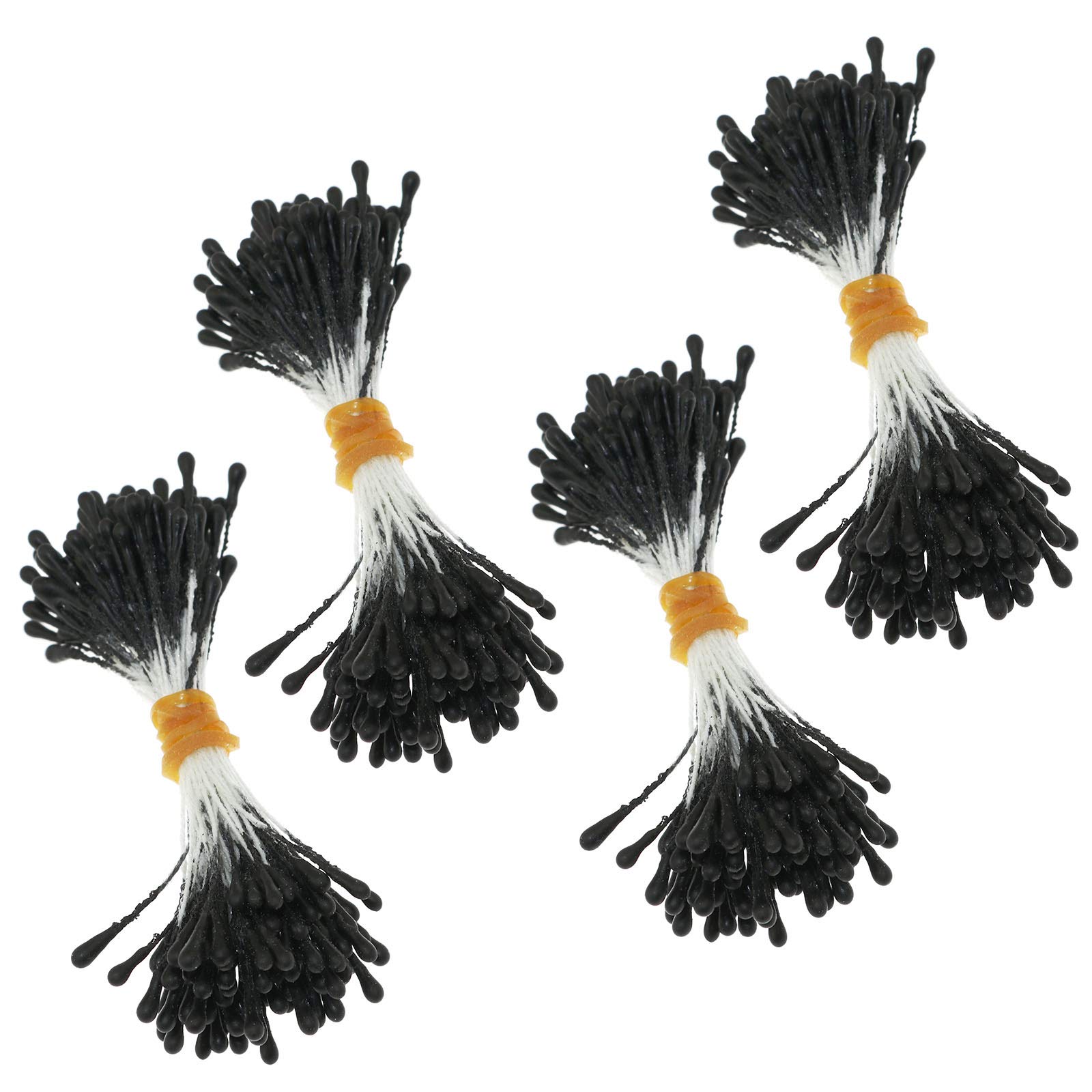 400PCS Artificial Pearlized Floral Stamen for DIY Flower Making, Scrapbooking, Wedding Decorations - Matte Black Beaded Stamens for Handcrafted Bouquets and Home Decor