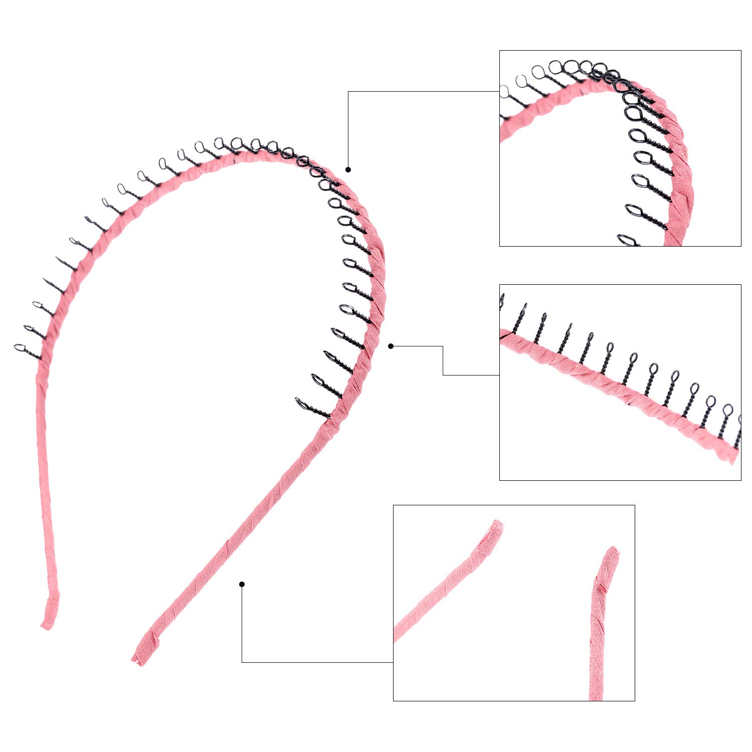 Zhanmai 10-Pack Unisex Metal Hairbands with Teeth Comb - Hair Hoop Headbands for Men & Women - Perfect for Styling, Sports, and Everyday Use