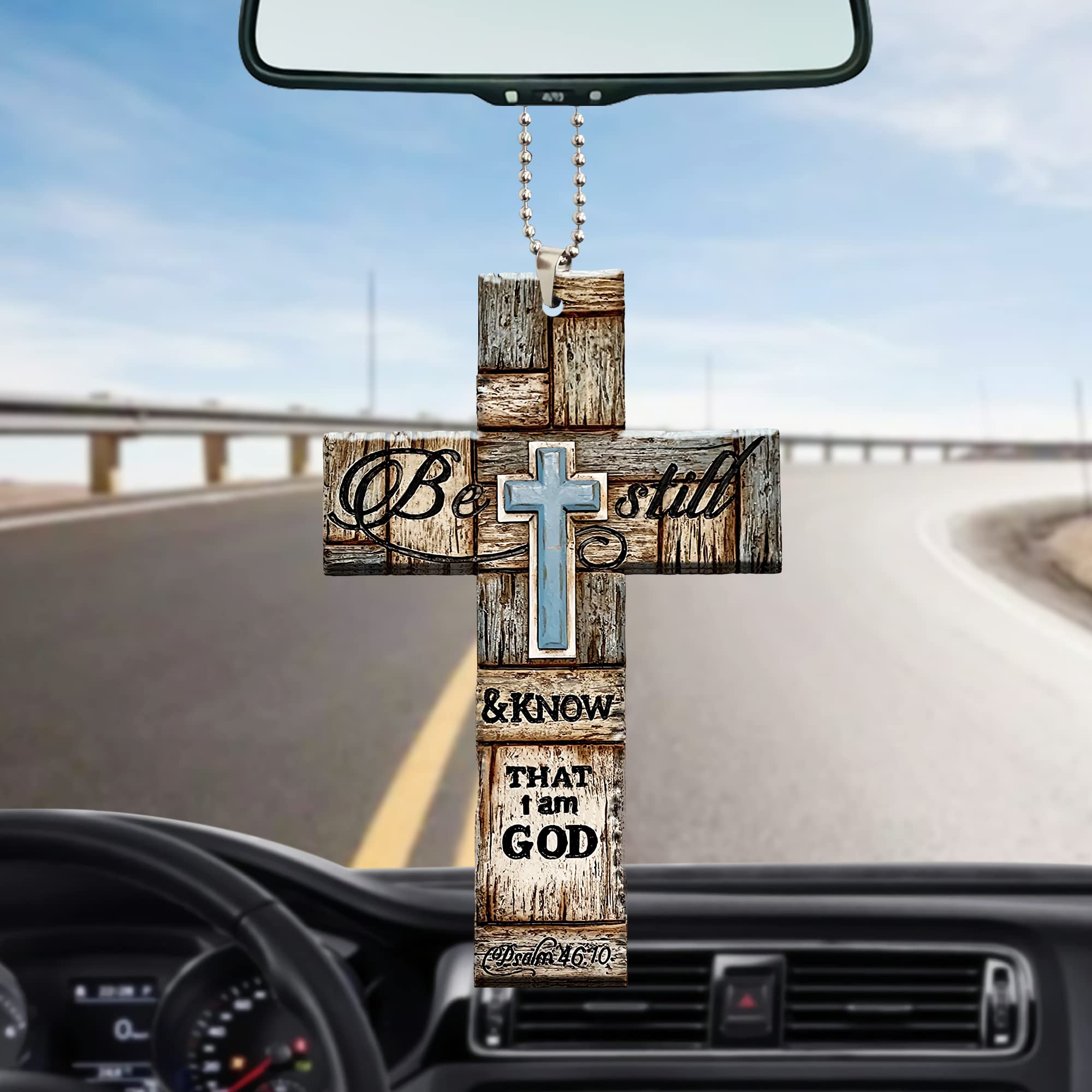 Christian Car Hanging Ornament - Wood Cross for Rear View Mirror - Religious Gift for Believers - Perfect for Daily Commute