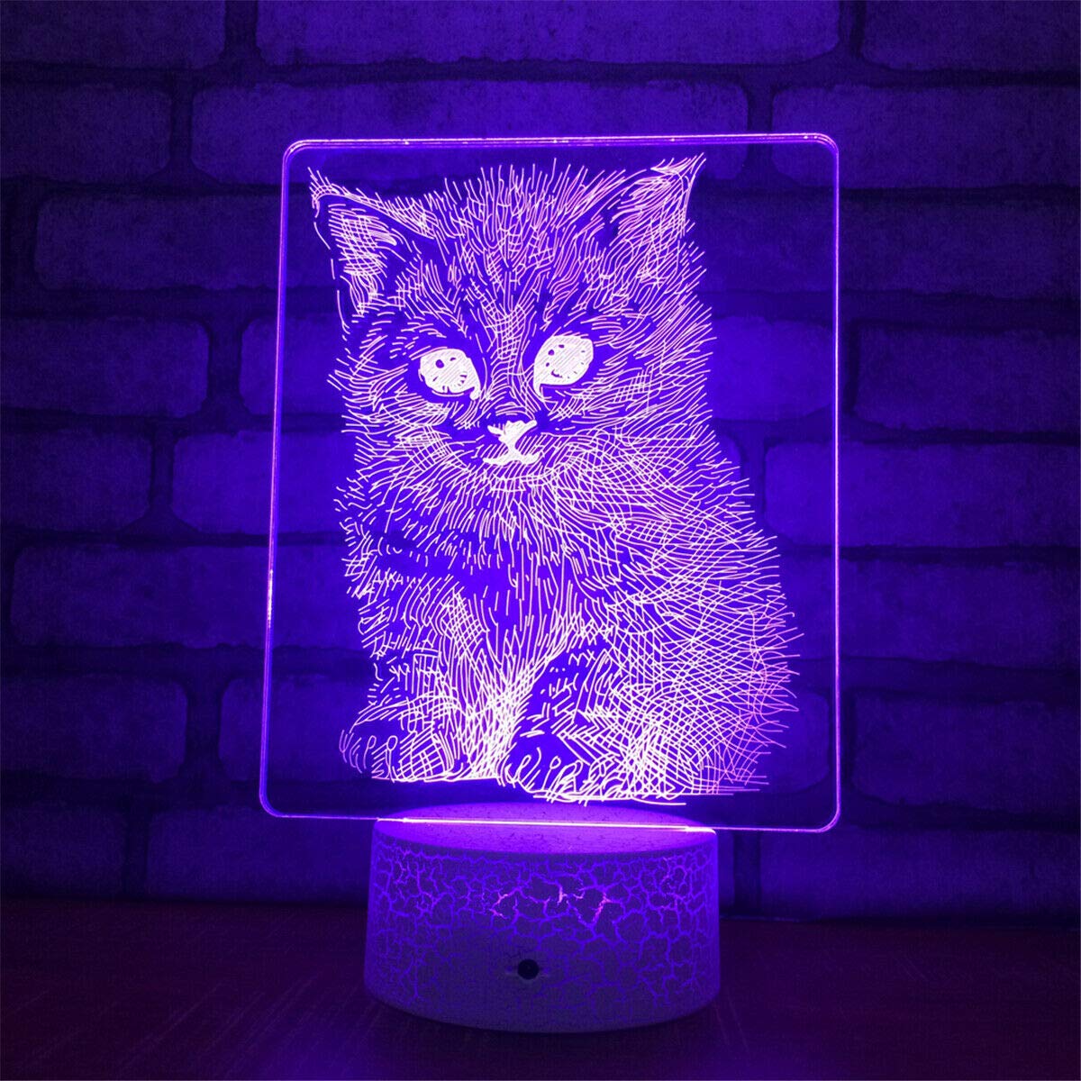 3D Cat Night Light LED Touch Lamp - 7 Color Changing Optical Illusion Desk Decor for Kids Room, Nursery, Bedroom | Perfect Gift for Christmas, Birthday & Home Decor