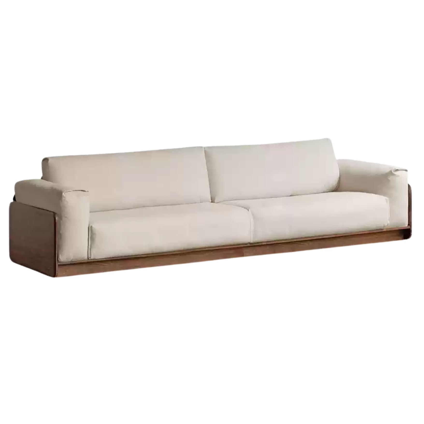 110.2x37x31.4 inch / 280x94x80cm / Rich Dark Walnut color / sofa imitation cotton and linen pear white