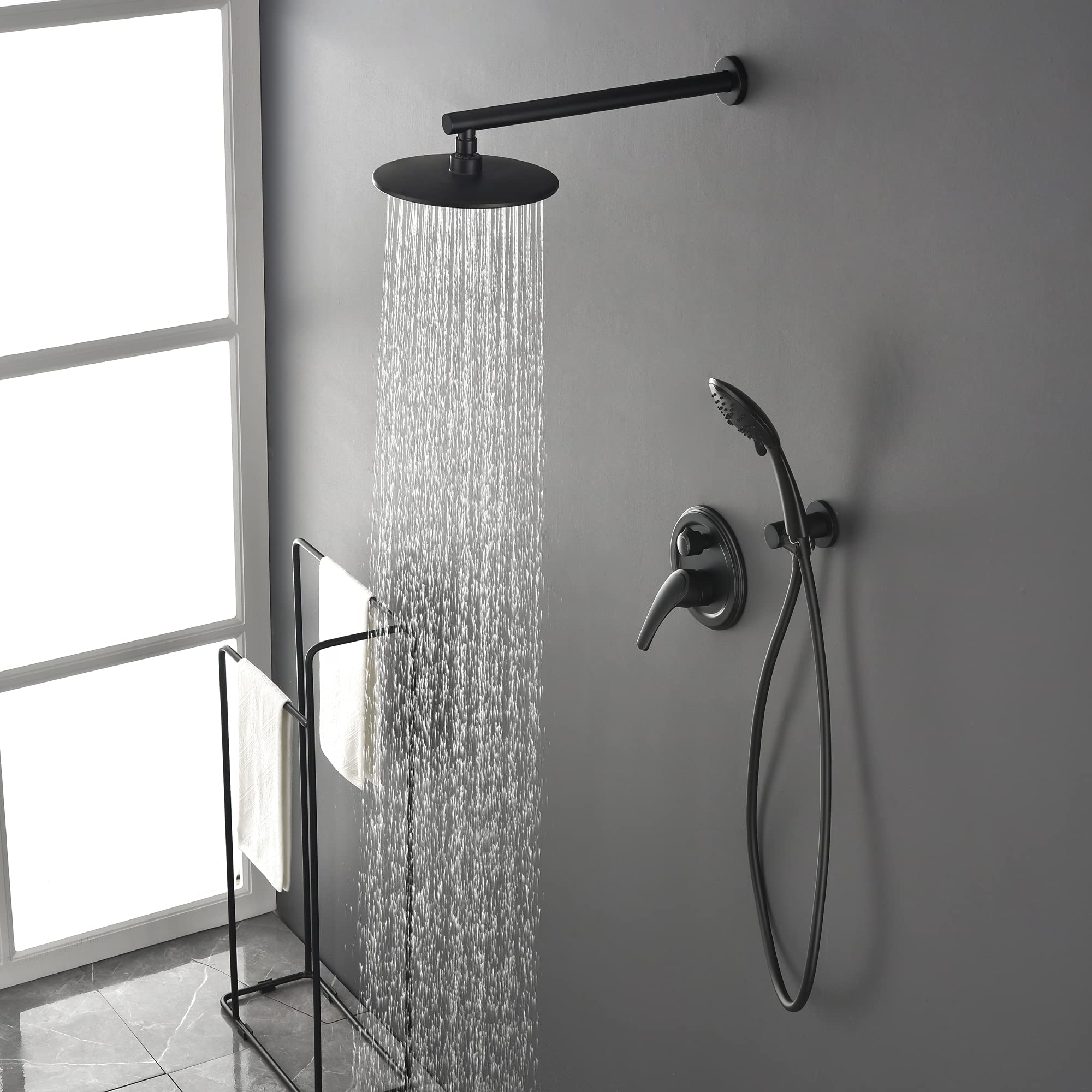 SHAMANDA Matte Black Wall Mounted Shower System - High Pressure 9
