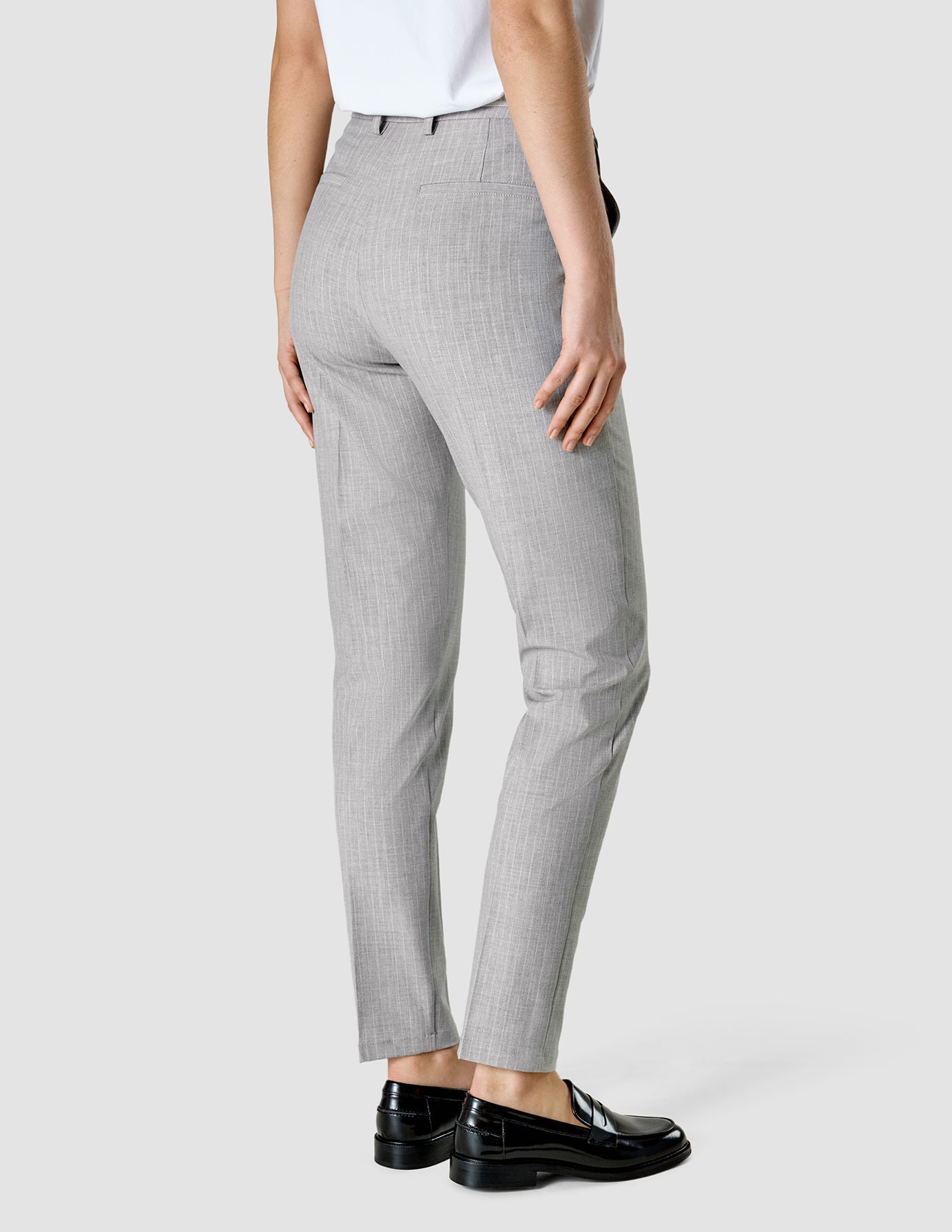 Essential Tapered Pants for Men - Light Grey Pinstriped Slim Fit Dress Pants | Office Wear, Business Casual & Formal Occasions