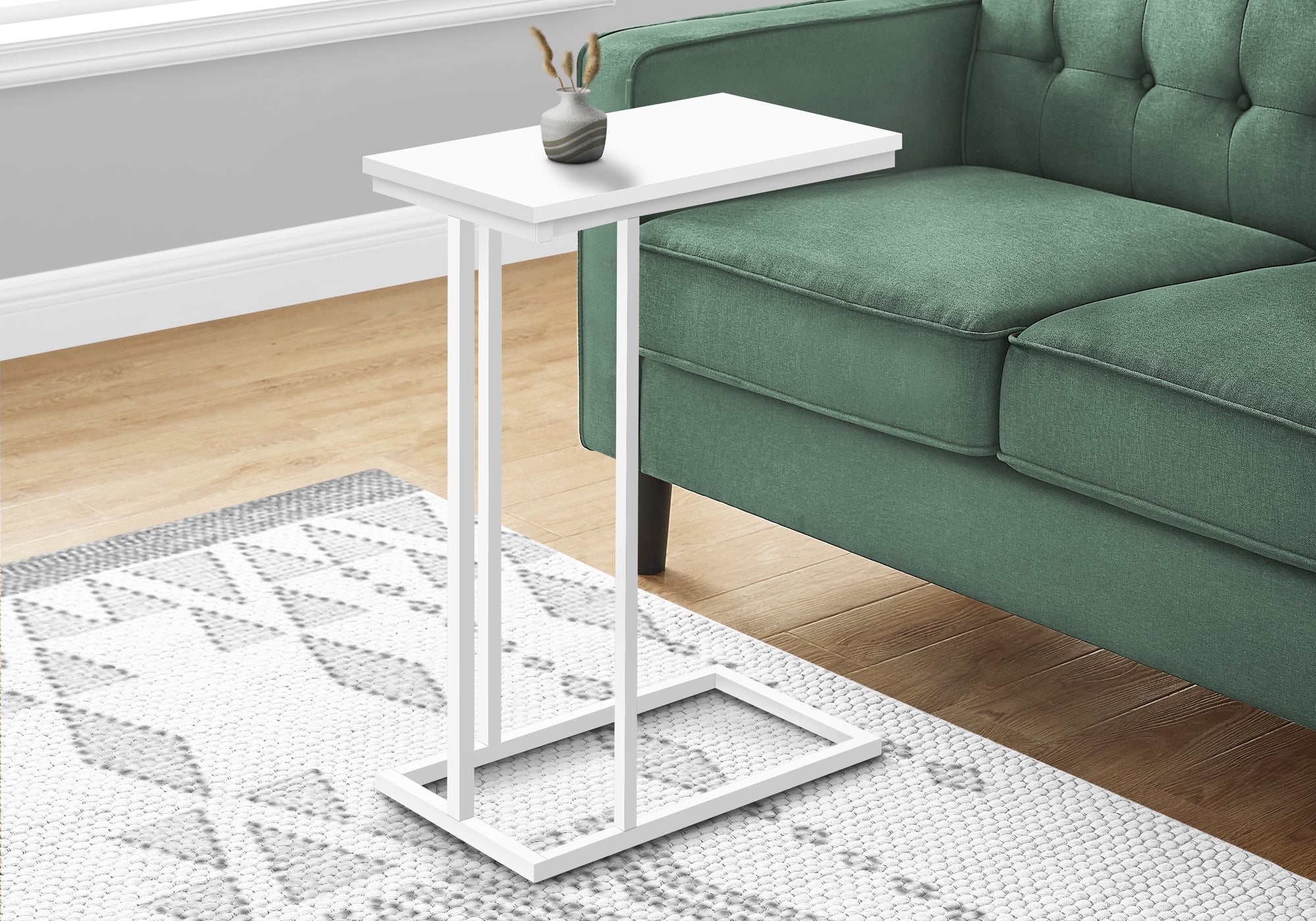 Modern White Metal Accent Table - 25 Inch Height for Living Room, Bedroom, or Entryway Decor