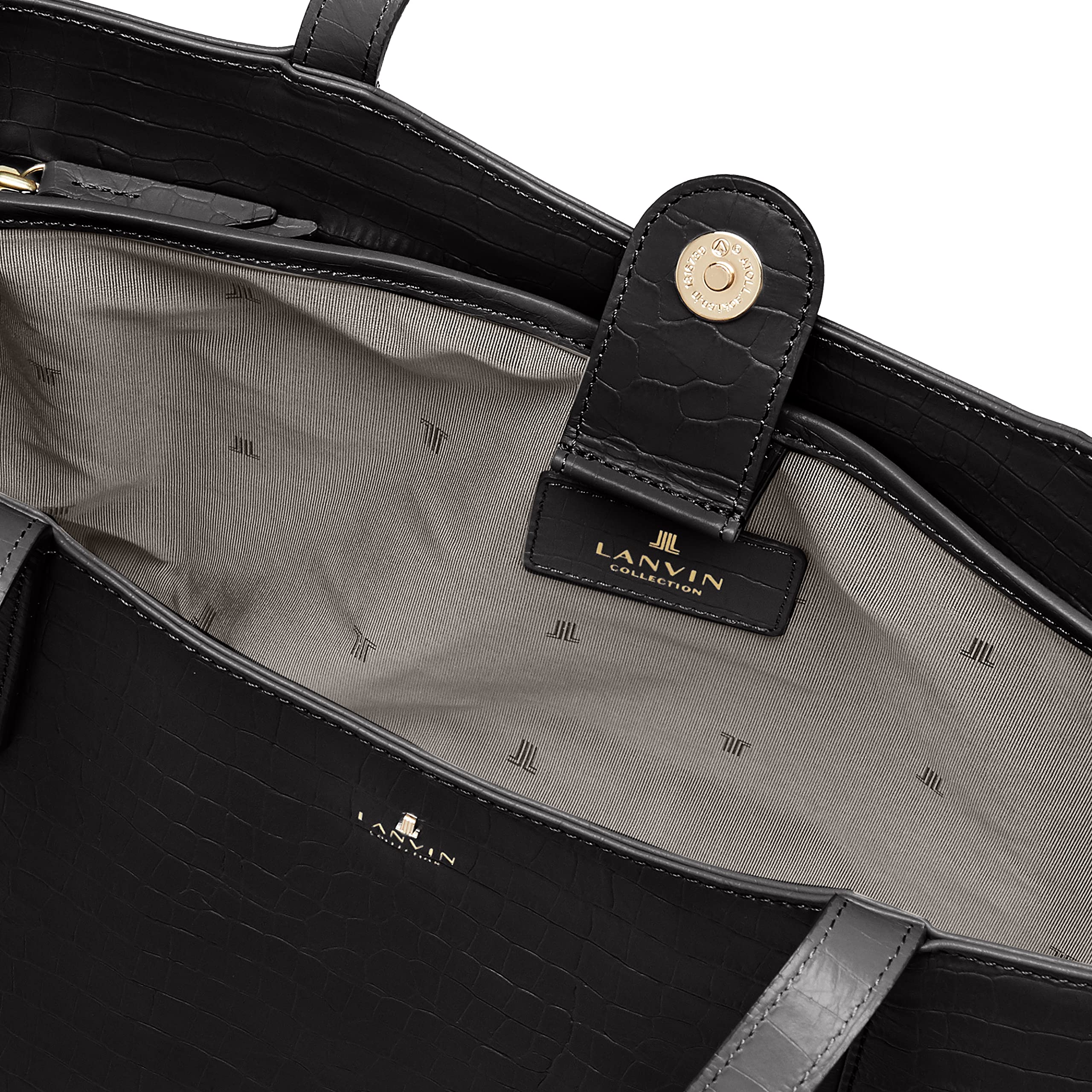 Lanvin Collection 60-6102 Women's Leather Tote Bag - Black, Stylish Designer Handbag for Work, Travel & Everyday Use