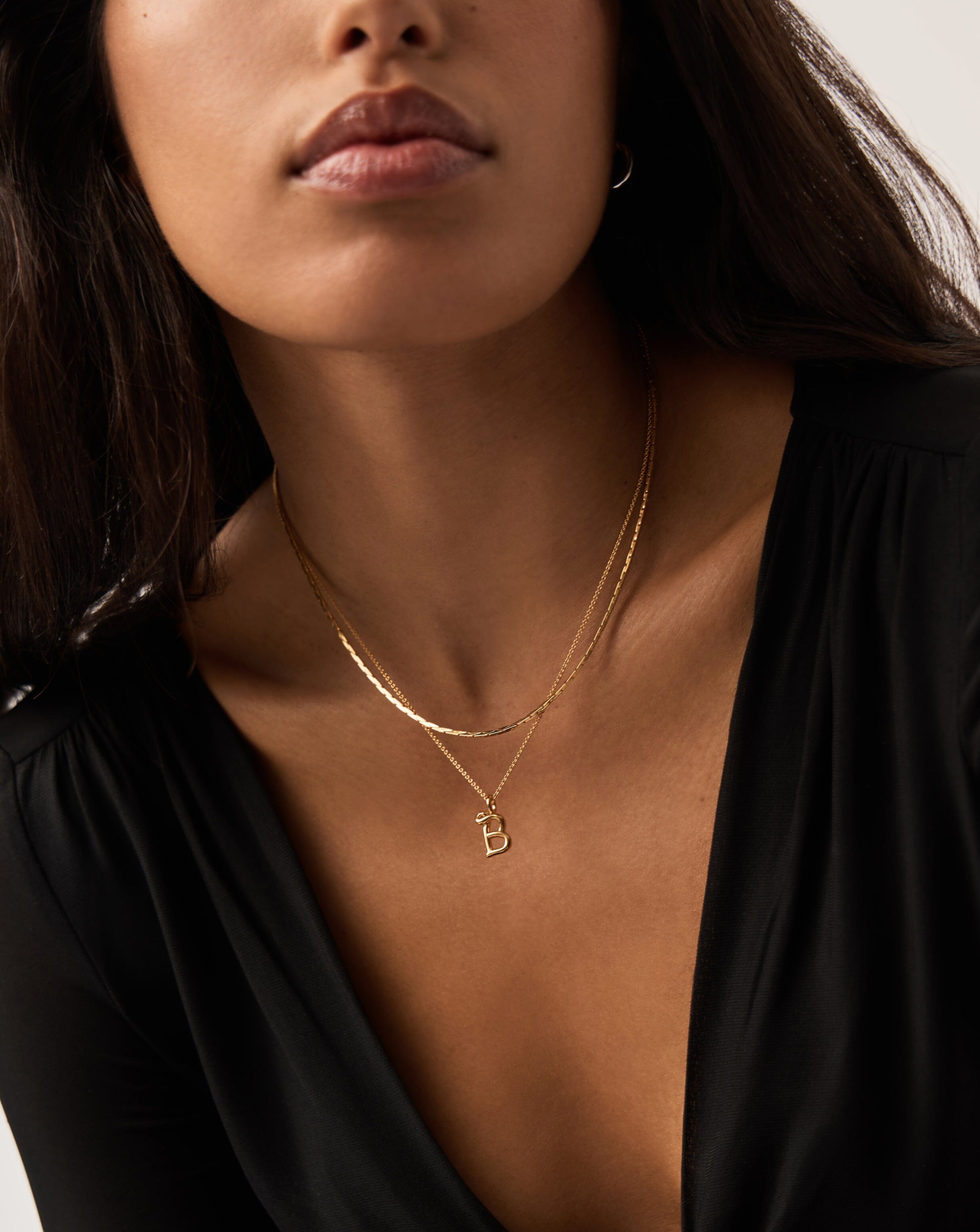 Curly Molten Mini Initial Necklace - 18k Gold Vermeil Personalized Jewelry for Women | Perfect Gift for Birthday, Anniversary & Valentine's Day | Elegant Layering Necklace for Everyday Wear
