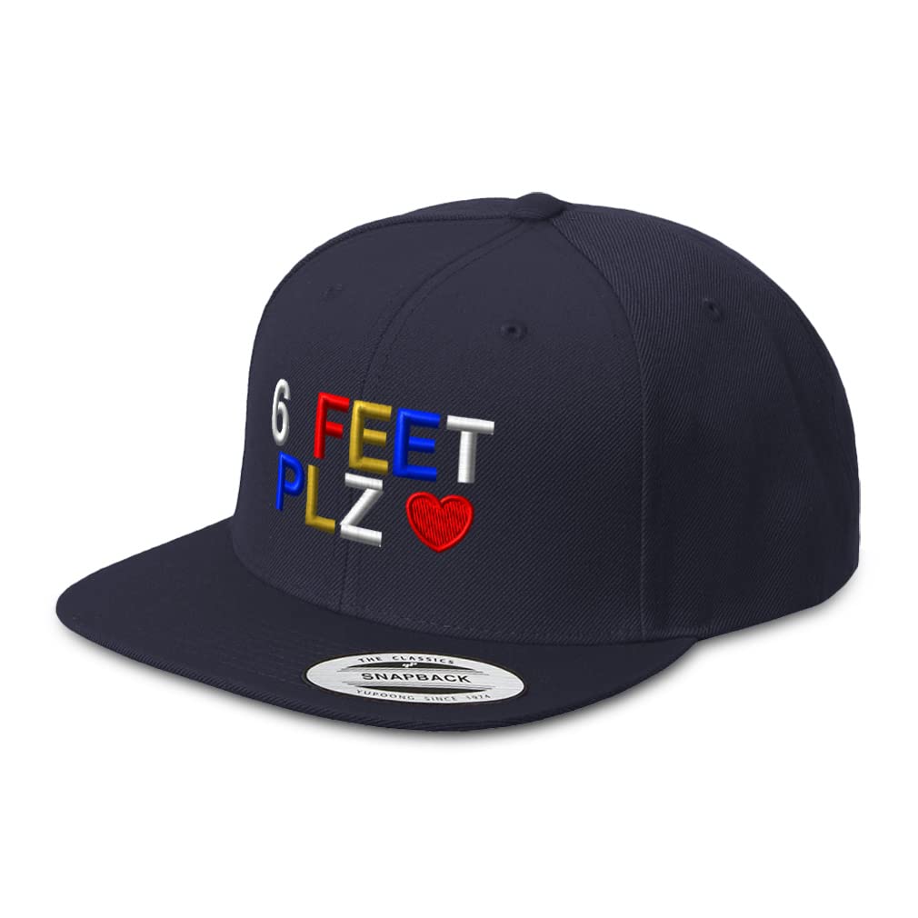 Speedy Pros Snapback Hats for Men & Women - 6 Feet Plz Funny Acrylic Flat Bill Baseball Cap - Perfect for Casual Wear, Sports & Street Fashion