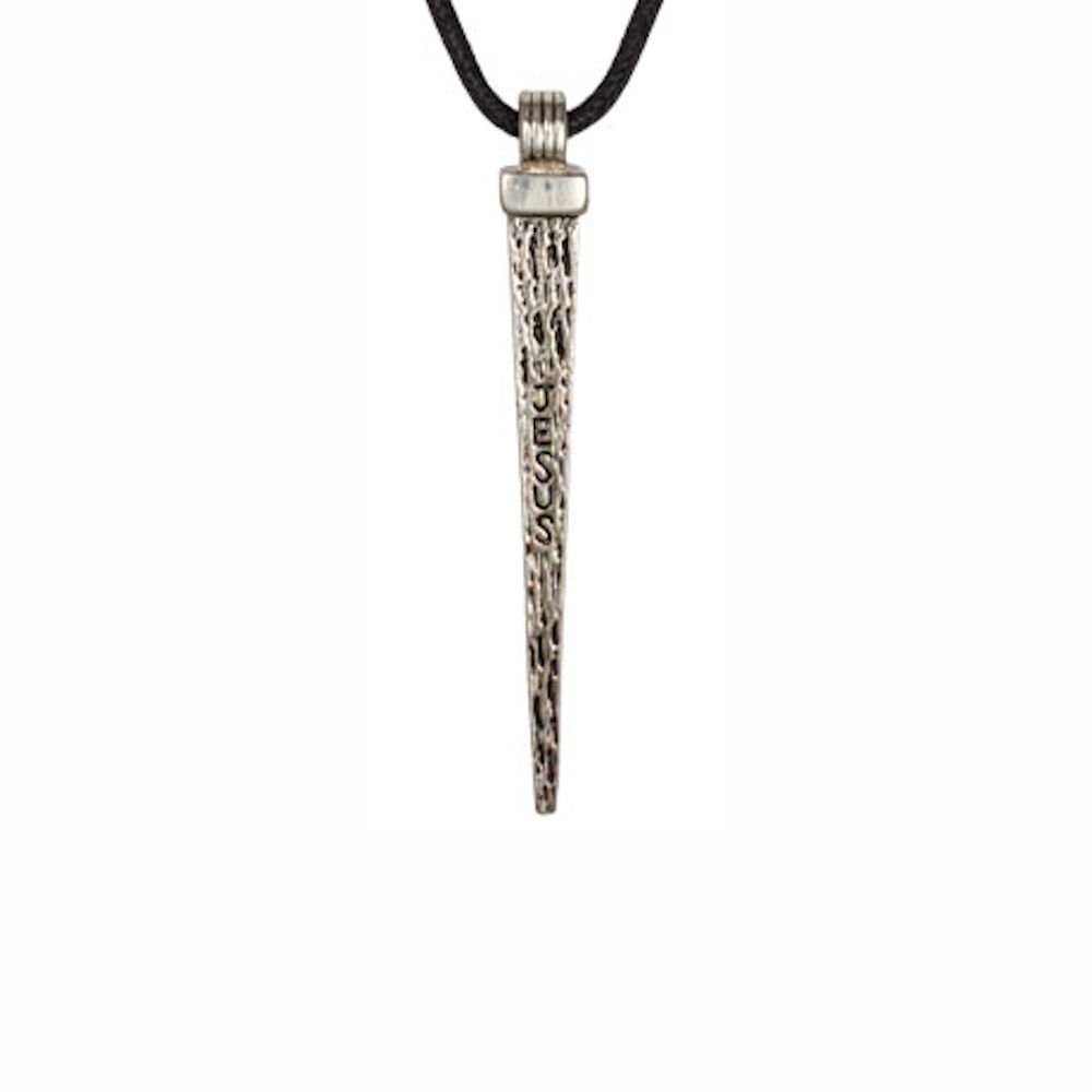 Antique Silver Jesus Nail Necklace with John 3:16 Engraving & Leather Cord - Sterling Silver Cross Pendant for Christian Gifts, Bible Study & Faith Jewelry