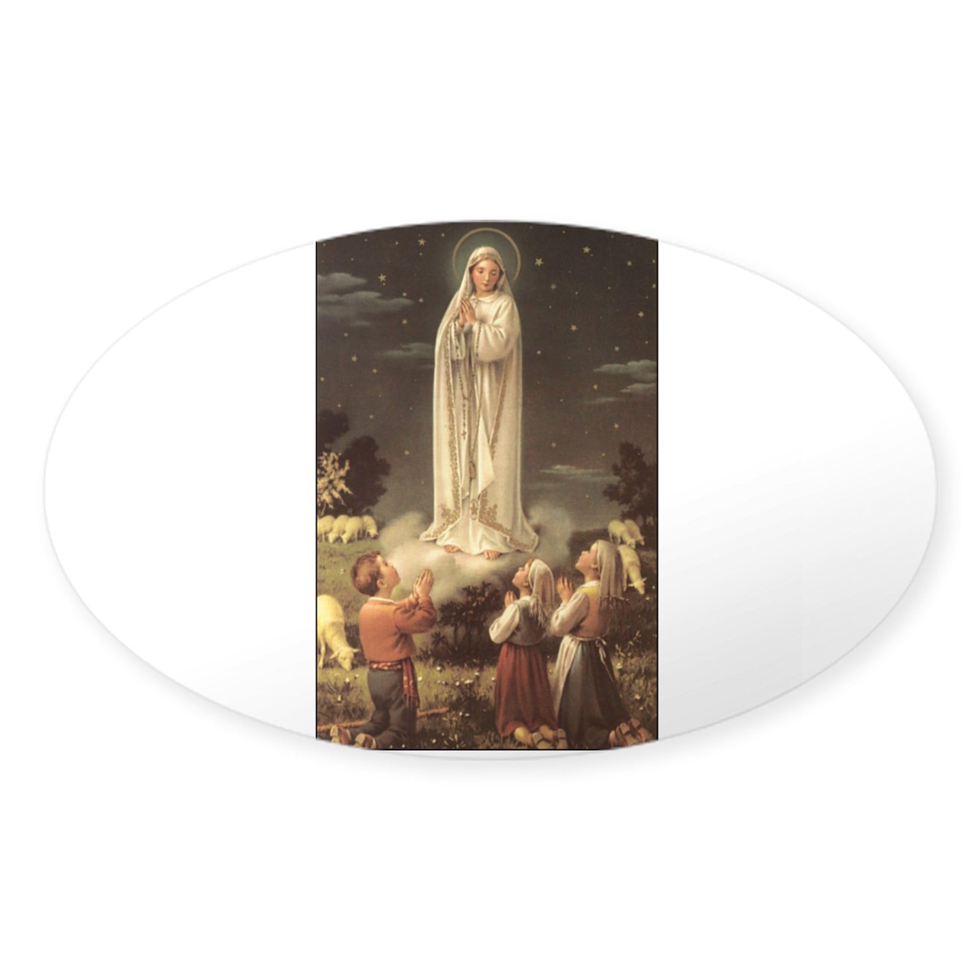 Our Lady of Fatima Rectangle & Oval Car Bumper Stickers - Religious Decals for Cars, Windows, Laptops - Perfect for Catholic Gifts & Vehicle Decor