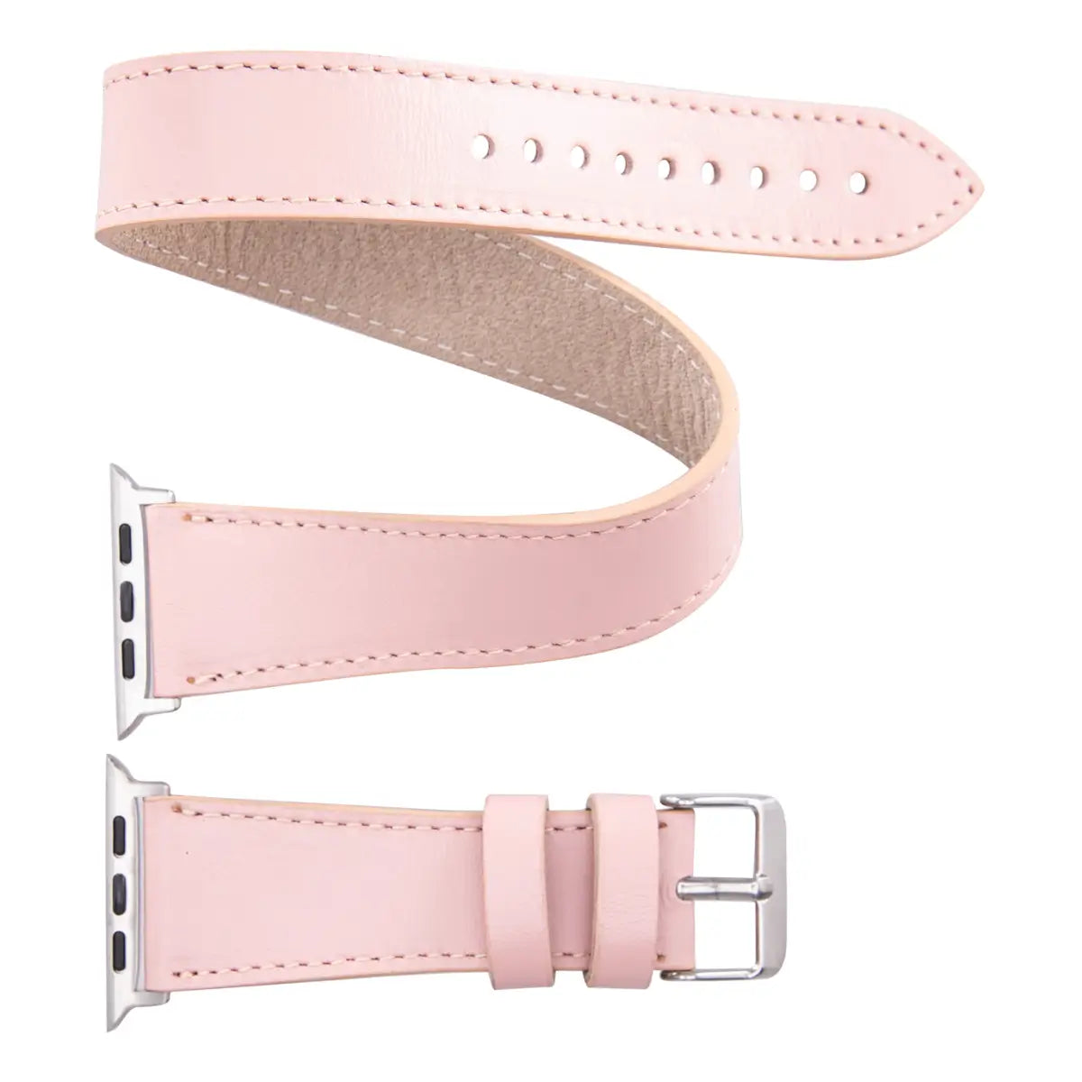 Pink Leather Double Tour Apple Watch Band for Women - Stylish & Comfortable Replacement Strap for Apple Watch Series 9/8/7/6/5/4/SE - Perfect for Work, Gym, and Everyday Wear