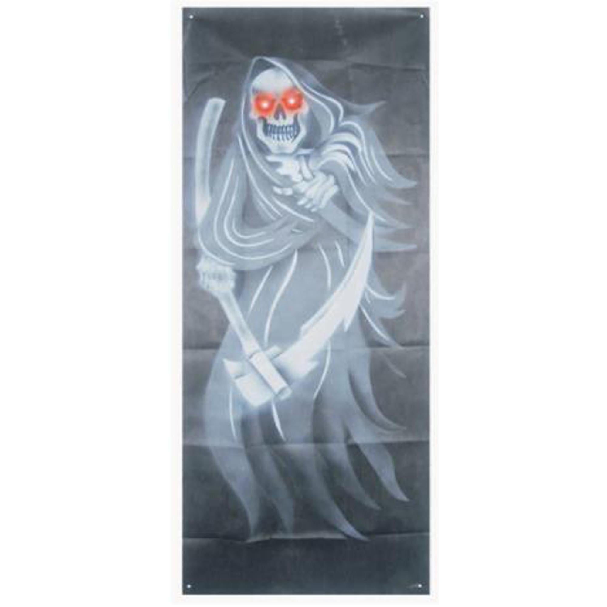 Glow in the Dark Reaper Halloween Window Curtain 73x30 Inches - Spooky Decor for Haunted House, Party & Outdoor Decorations