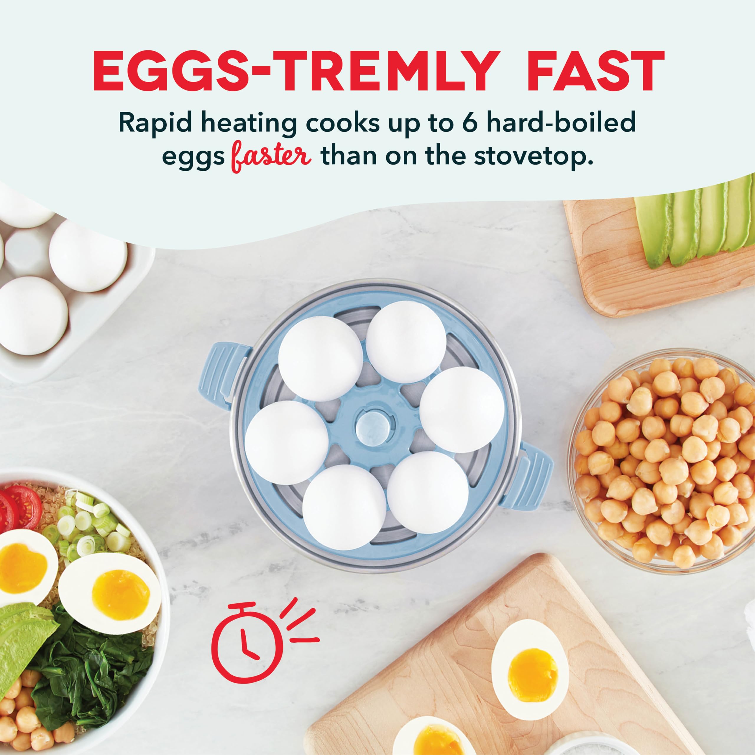 DASH Rapid Egg Cooker: Electric Egg Cooker for Hard Boiled, Poached, Scrambled Eggs & Omelets - 6 Egg Capacity, Auto Shut Off - Perfect for Breakfast, Meal Prep & Keto Diet - Dream Blue