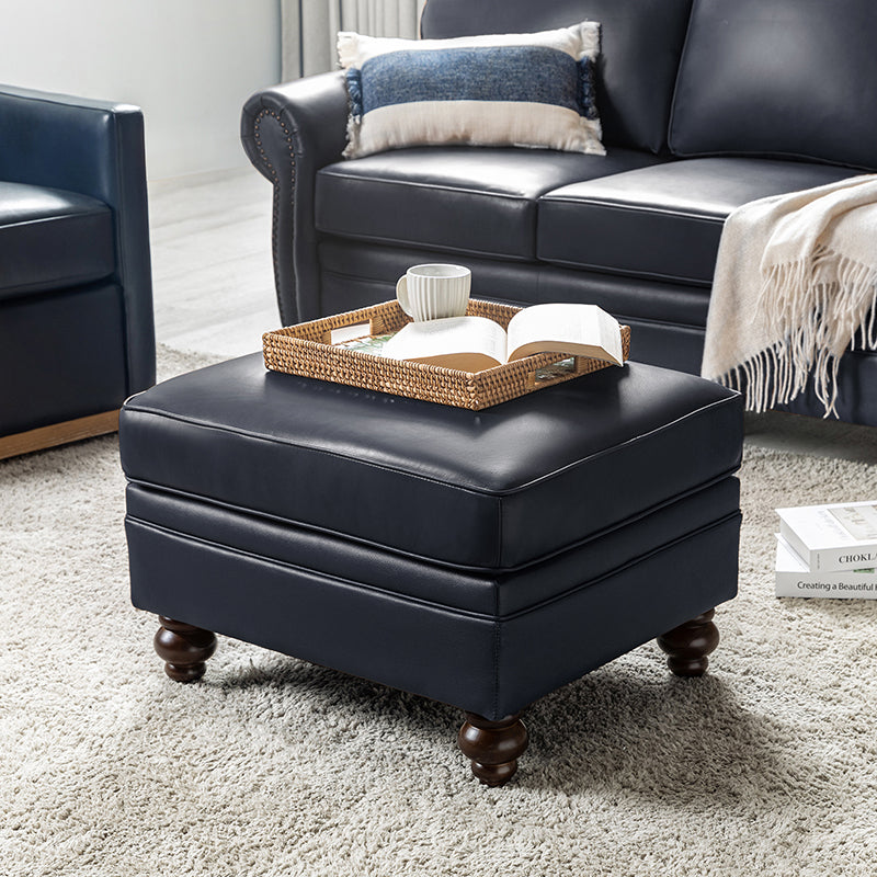 Basilio Modern Genuine Leather Storage Ottoman Bench - Living Room Footrest, Coffee Table & Extra Seating - Perfect for Home, Office & Bedroom
