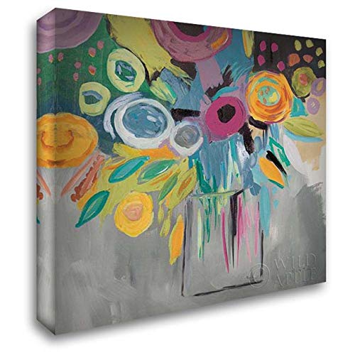 Farida Zaman 28x28 Large Gallery Wrapped Canvas Art - Burst of Magic Autumn Painting - Handmade Wall Decor for Living Room, Bedroom & Office