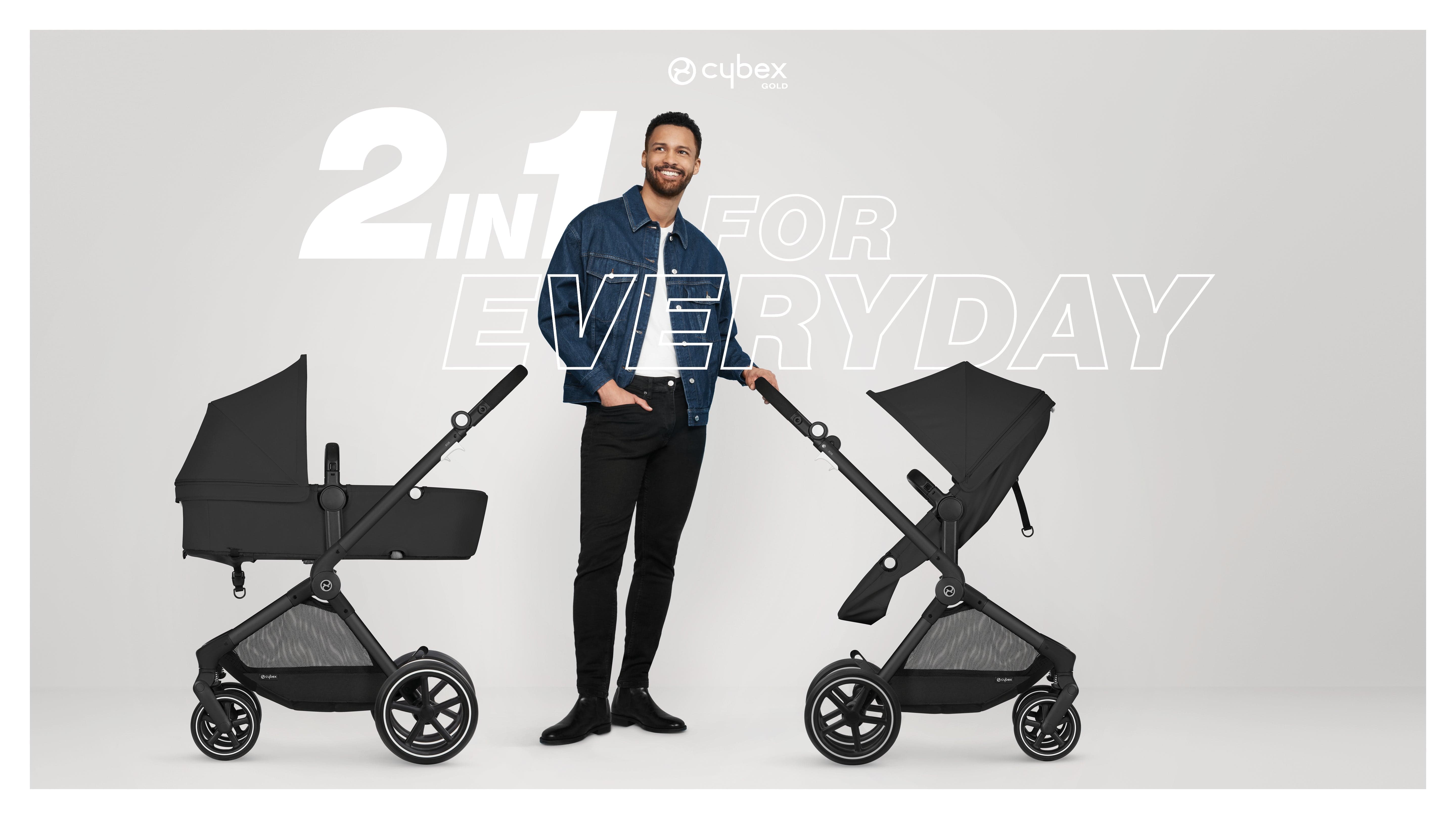 Cybex EOS Stroller - Lightweight Compact Baby Stroller with One-Hand Fold, Moon Black | Perfect for Travel, Shopping & Everyday Use