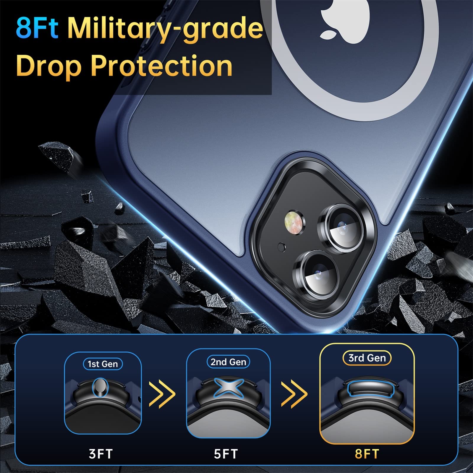 **Degeca iPhone 11 Case – Military-Grade Shockproof & MagSafe Compatible – Skin-Friendly Touch Design – Strong Magnetic Protection – 6.1 Inch Blue Cover – Perfect for Outdoor, Travel & Daily Use**
