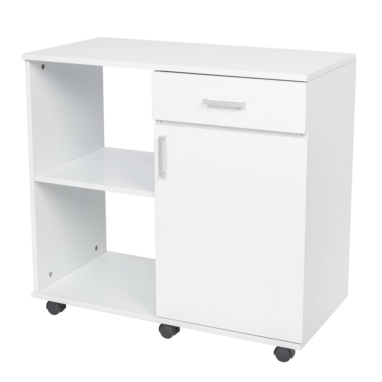 Wooden Mobile Lateral File Cabinet with Adjustable Shelf & Storage - Rolling File Cabinet on Wheels for Home Office, Printer Stand & Document Organization