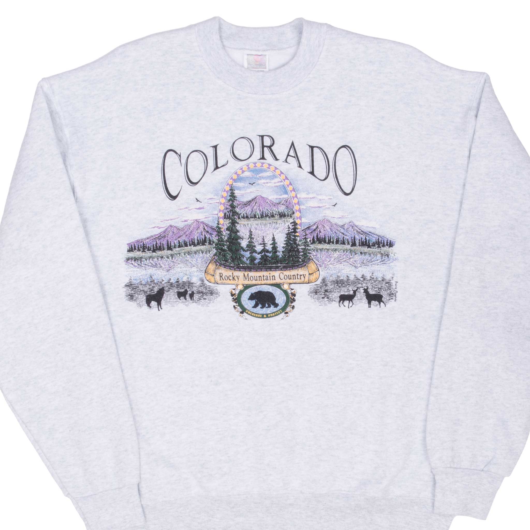 Vintage Colorado Rocky Mountain Graphic Sweatshirt 1990s Large - Made in USA - Retro Style Unisex Pullover for Outdoor Adventures & Casual Wear