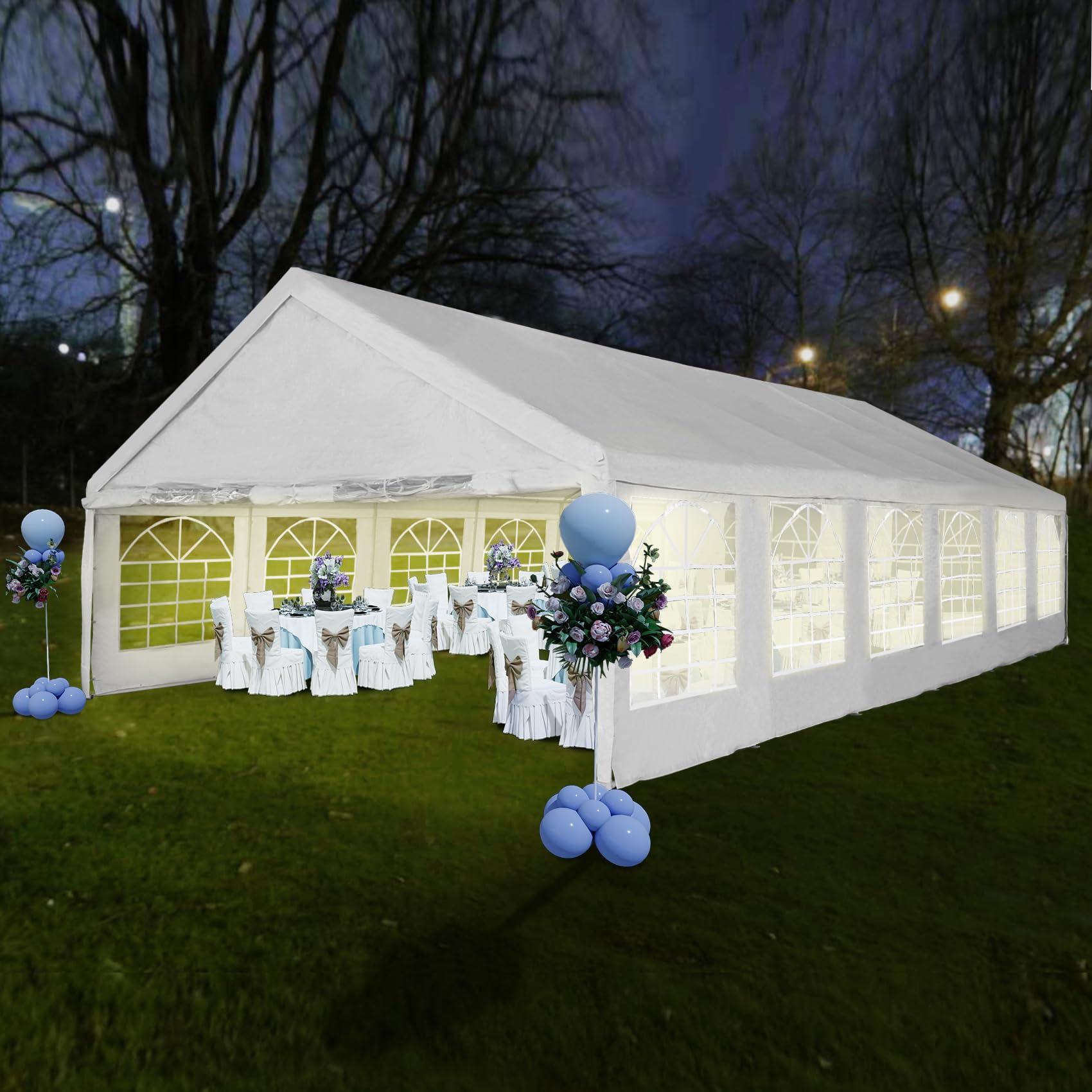 20x40Ft Heavy Duty Party Tent - Outdoor Canopy Tent for Weddings, Events & Carports - Waterproof Gazebo with Storage Bags - Perfect for Backyard Parties, Camping & Outdoor Gatherings