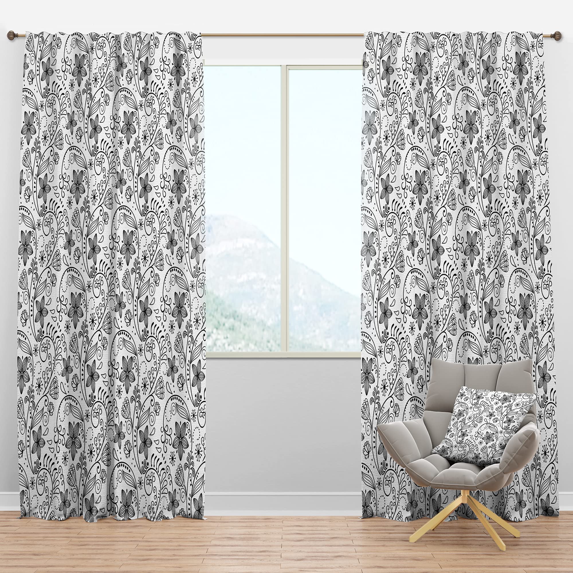 DesignQ Blackout Curtains - Thermal Insulated Floral Textured Window Drapes for Bedroom & Living Room - Single Panel 52x63 Inches - Perfect for Light Blocking, Privacy & Temperature Control