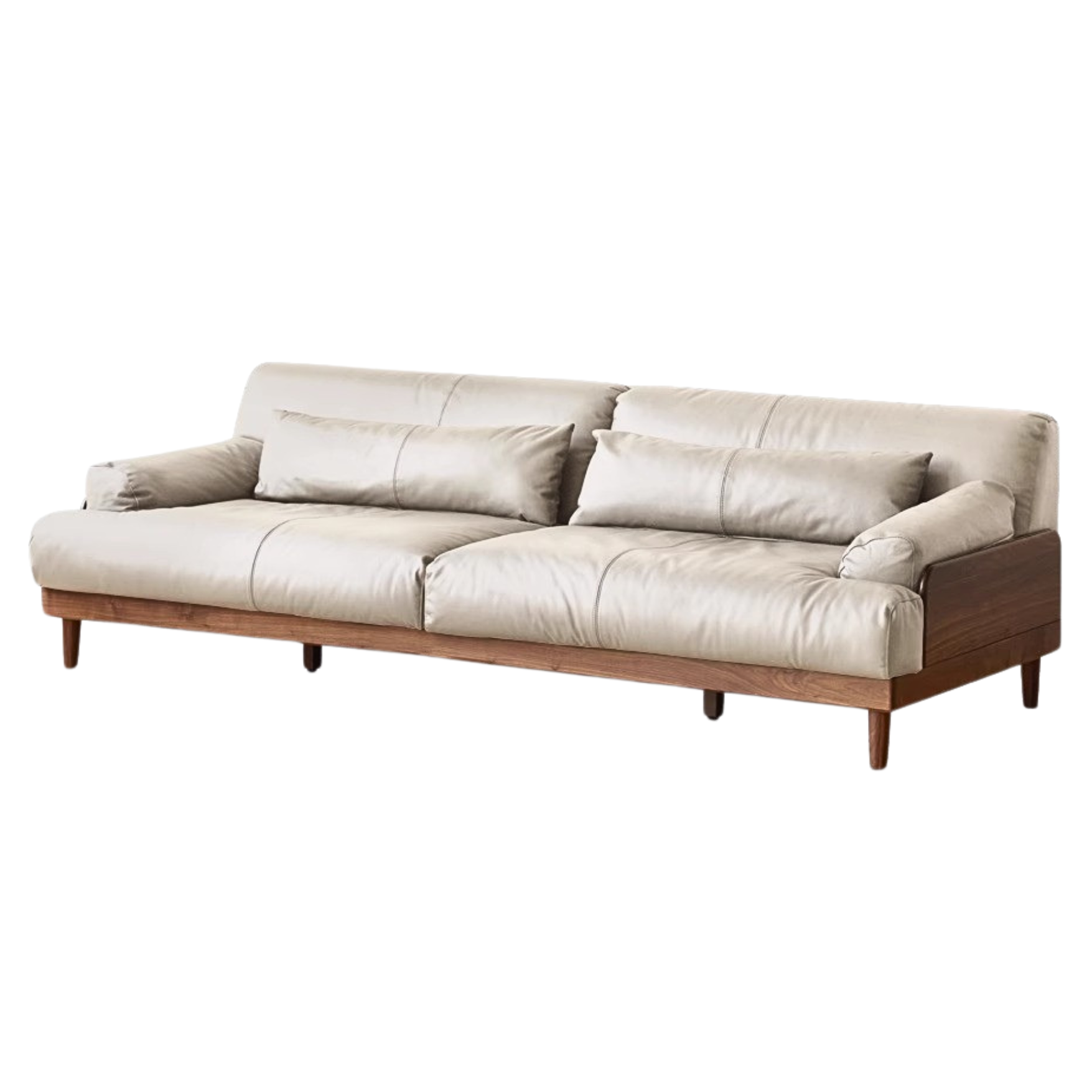 Premium Black Walnut & Oak Solid Wood Leather Recliner Sofa - Luxurious Comfort for Living Room, Lounge & Home Theater