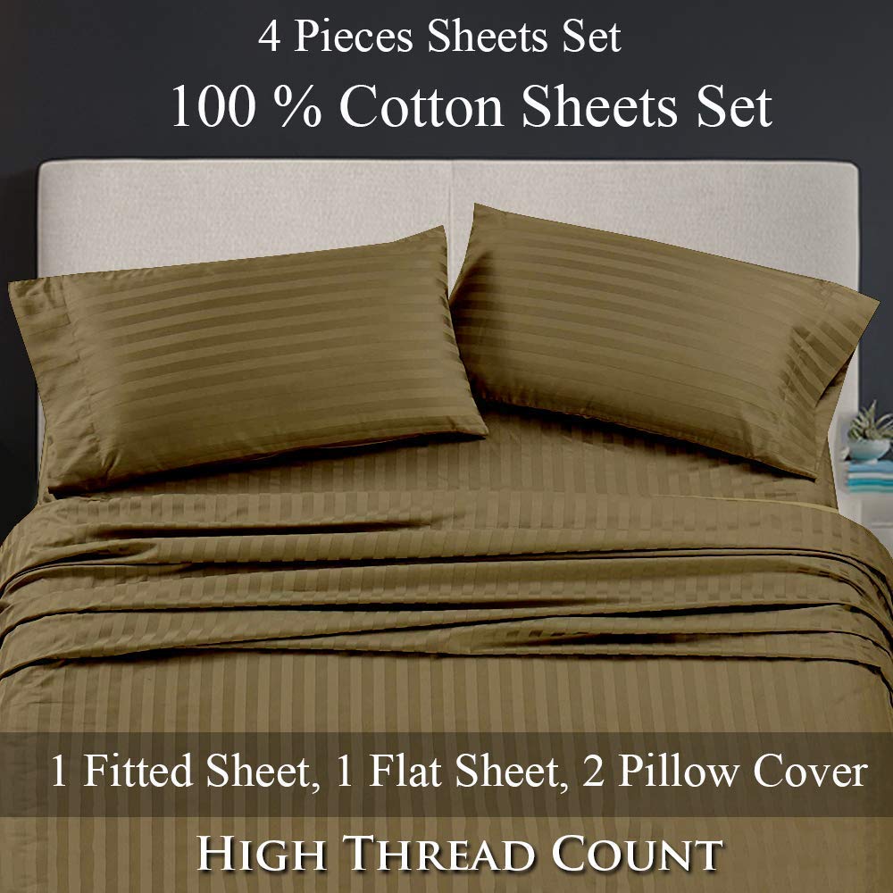 Luxury 400 Thread Count 100% Egyptian Cotton RV King Bunk Bed Sheets Set (72 x 75 Inches, 10-15