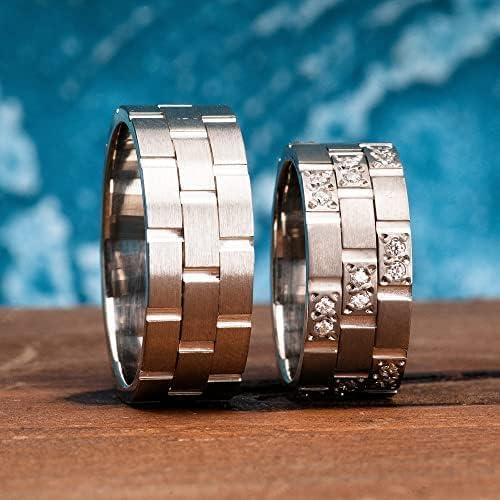 925 Sterling Silver Wedding Ring Set for Couples - Matching His & Hers Bands with Cubic Zirconia | Personalized Engraved Wedding Rings | Perfect for Anniversaries, Vows Renewal and Romantic Gifts